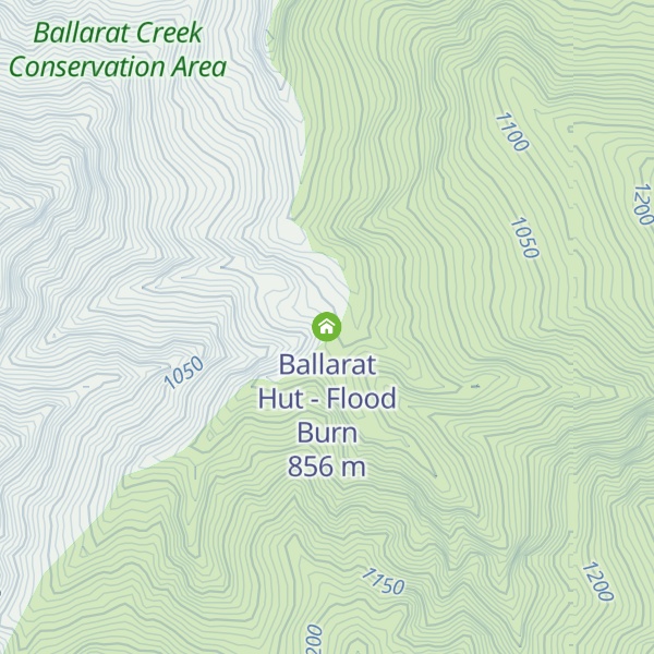 Map of Ballarat Hut - Flood Burn