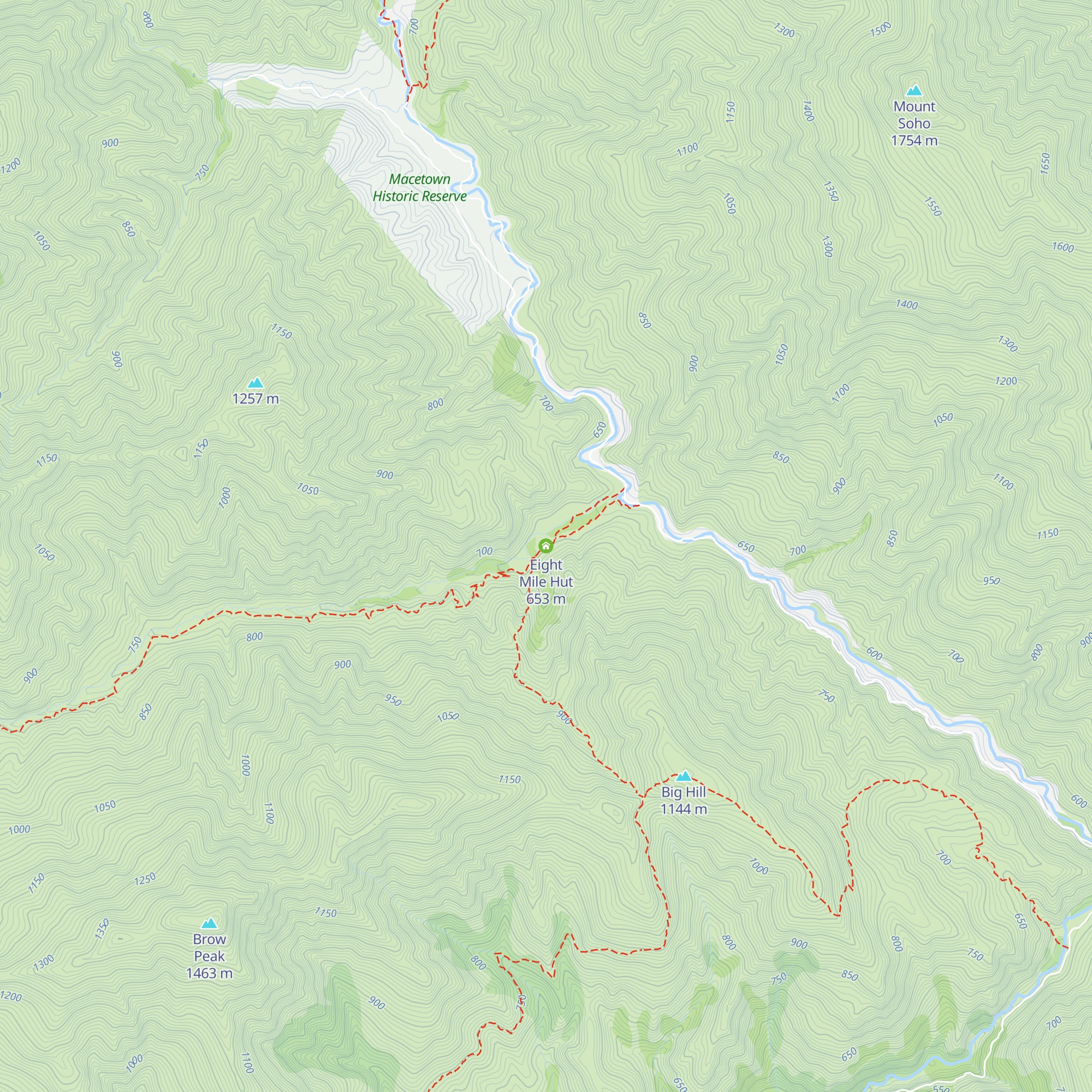 Eight Mile Hut map