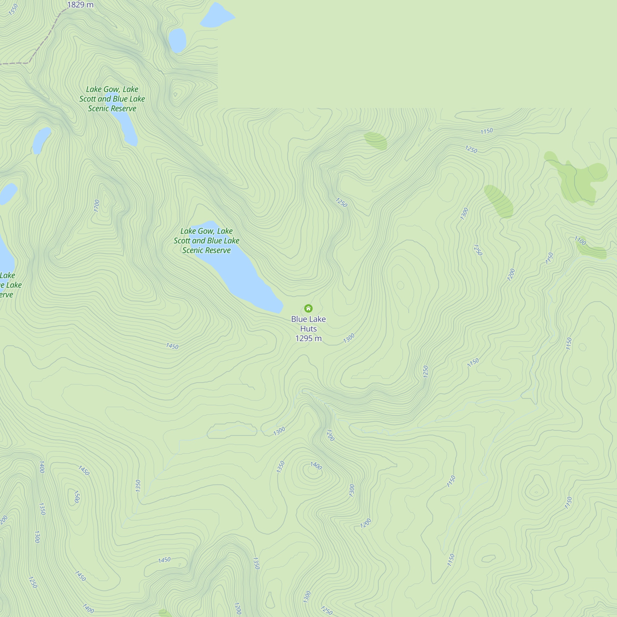 Blue Lake Huts map