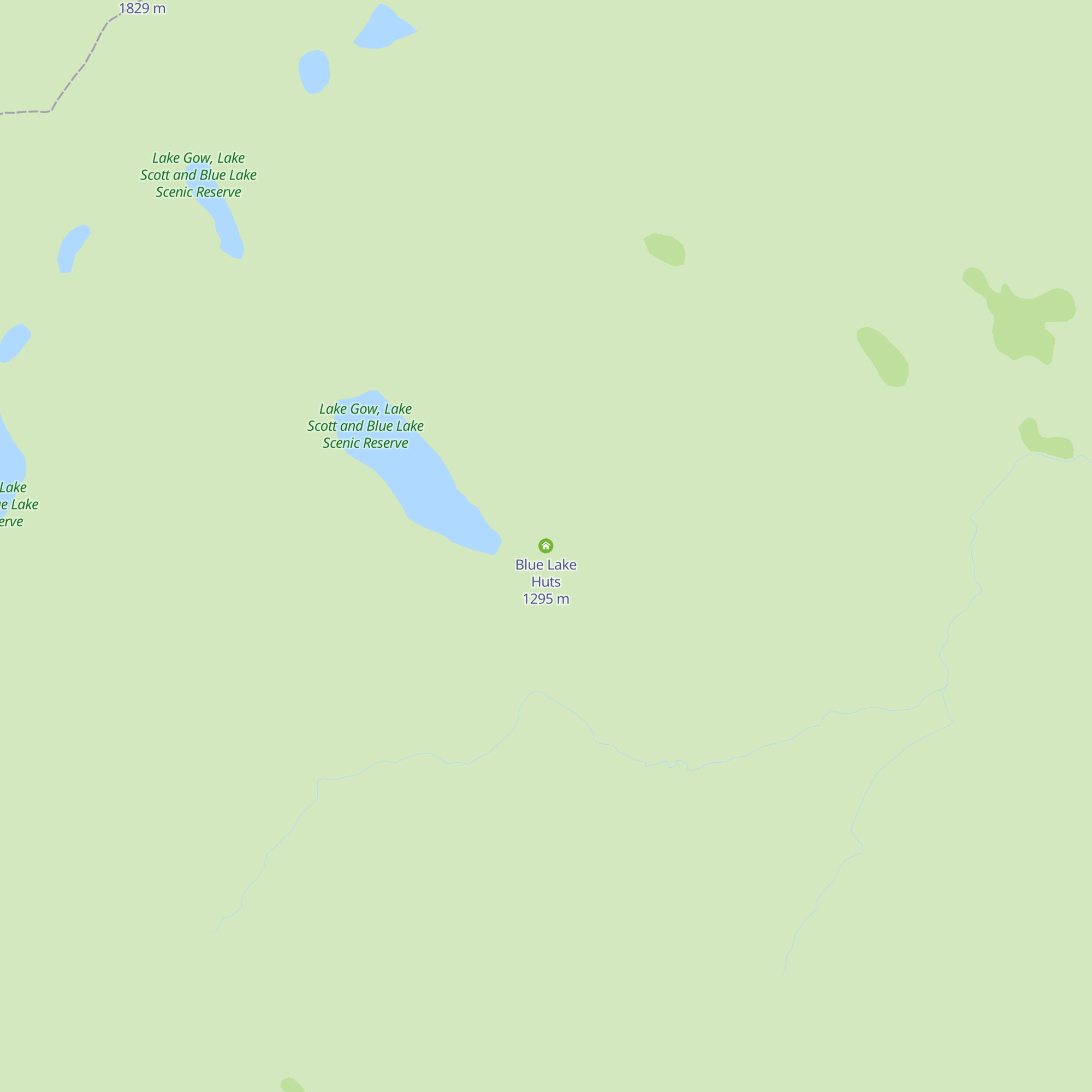 Blue Lake Huts map