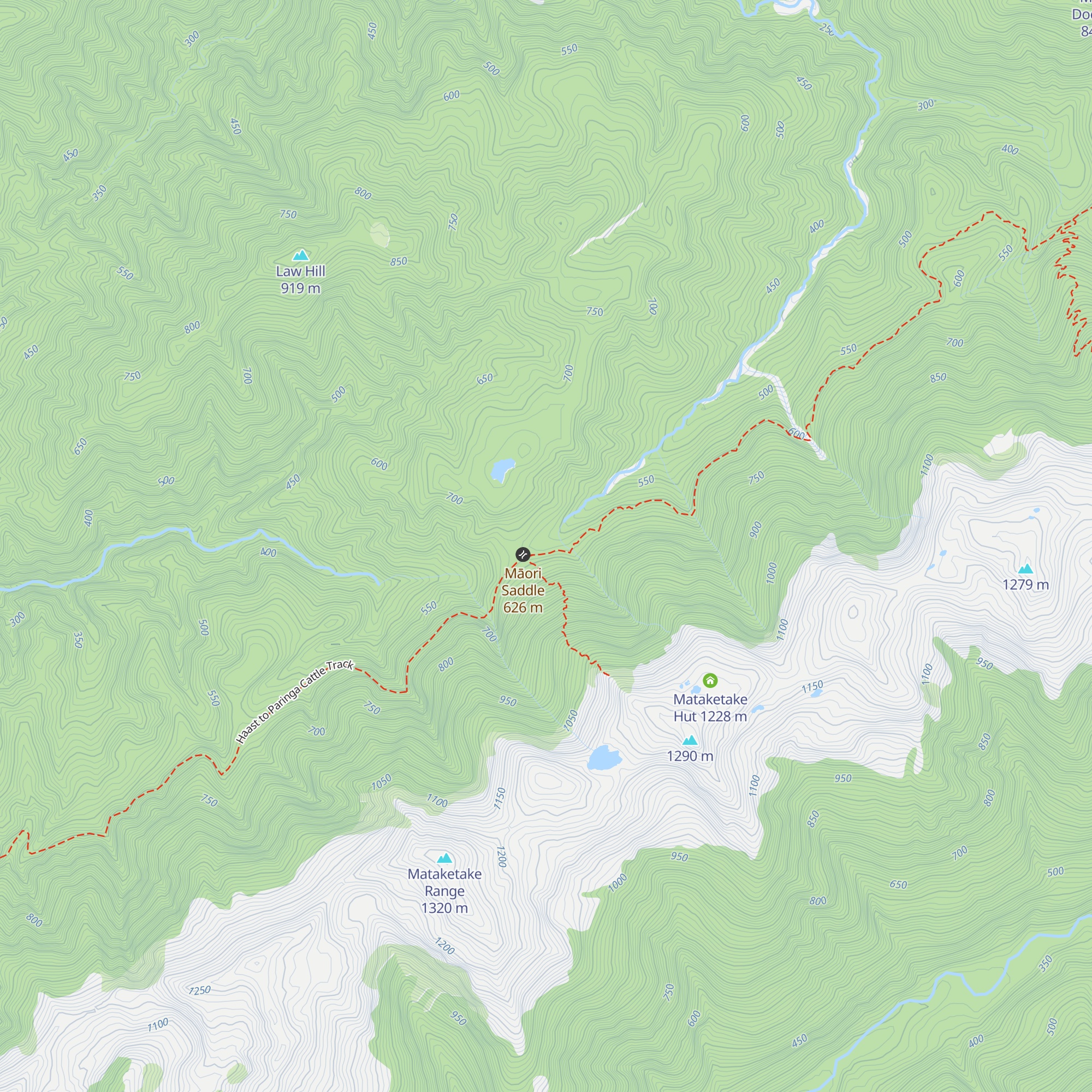 Māori Saddle Hut map