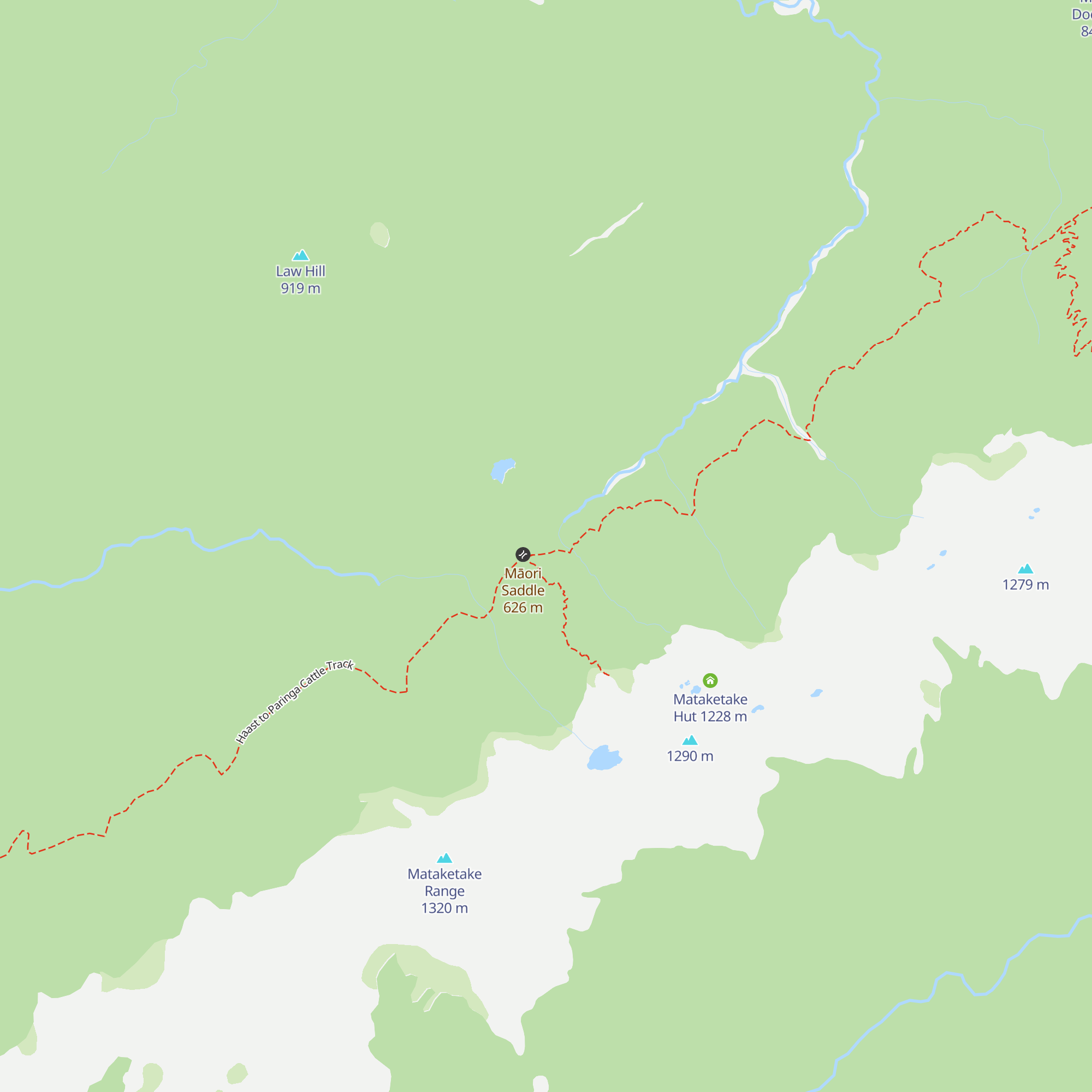 Māori Saddle Hut map