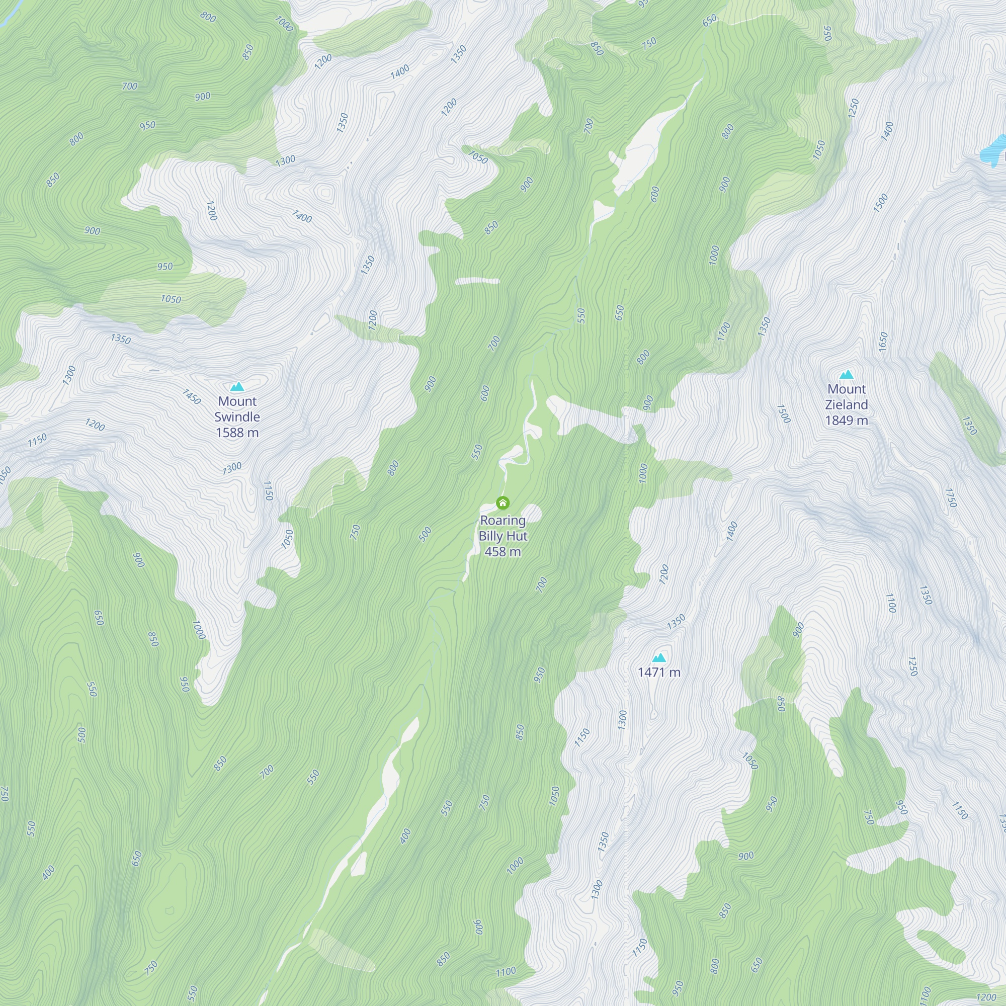 Roaring Billy Hut map