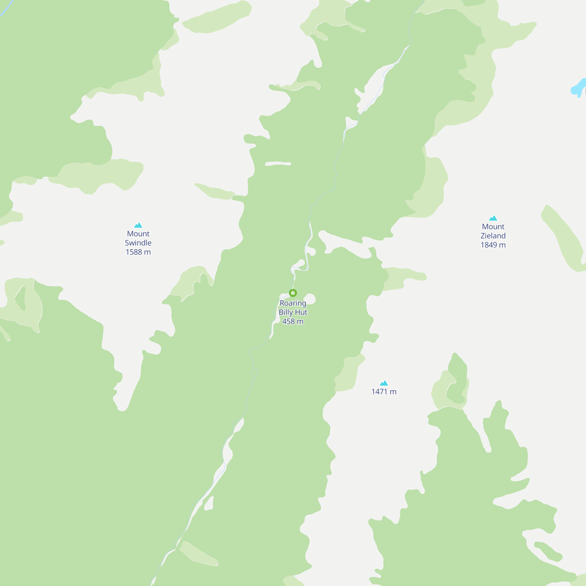 Roaring Billy Hut map