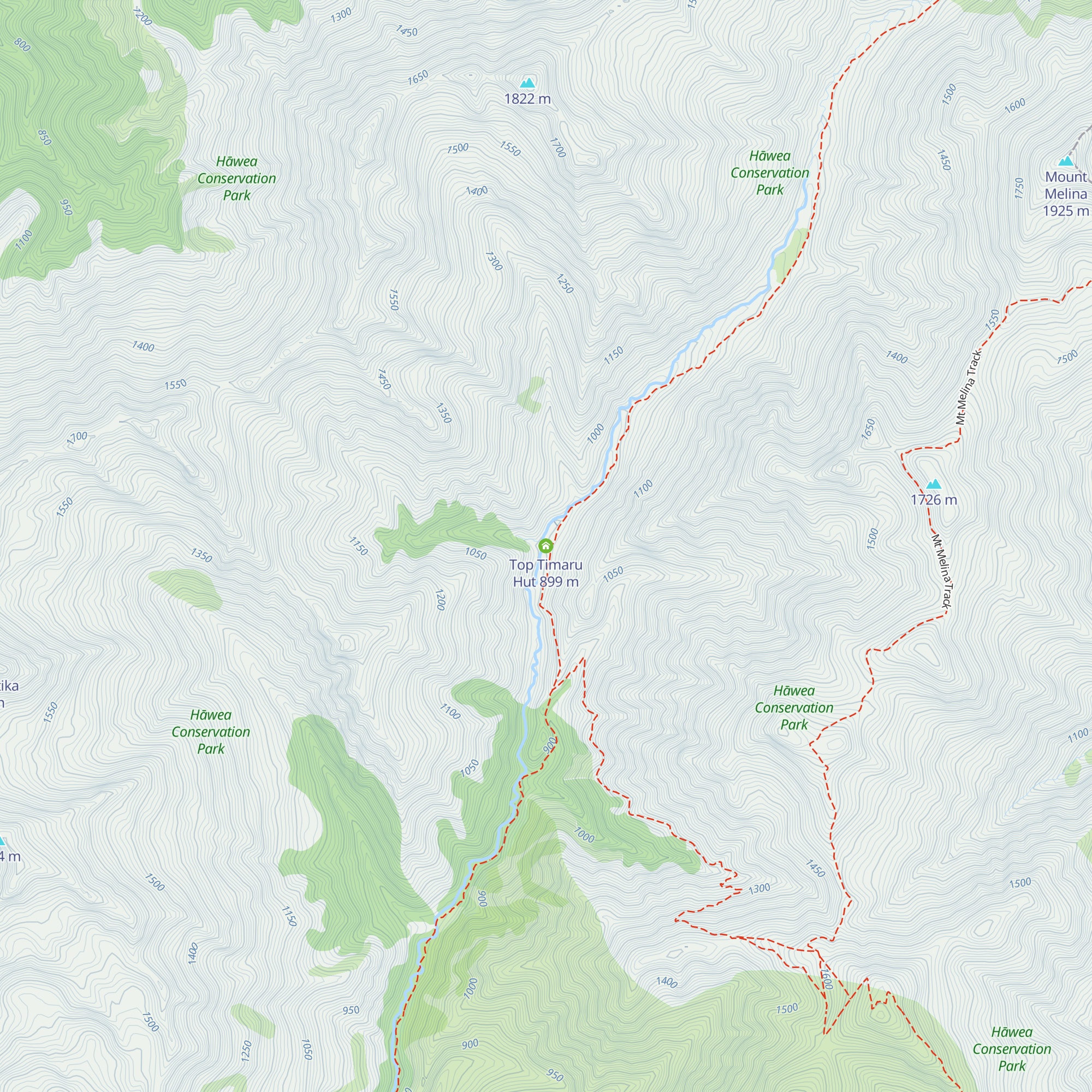 Top Timaru Hut map