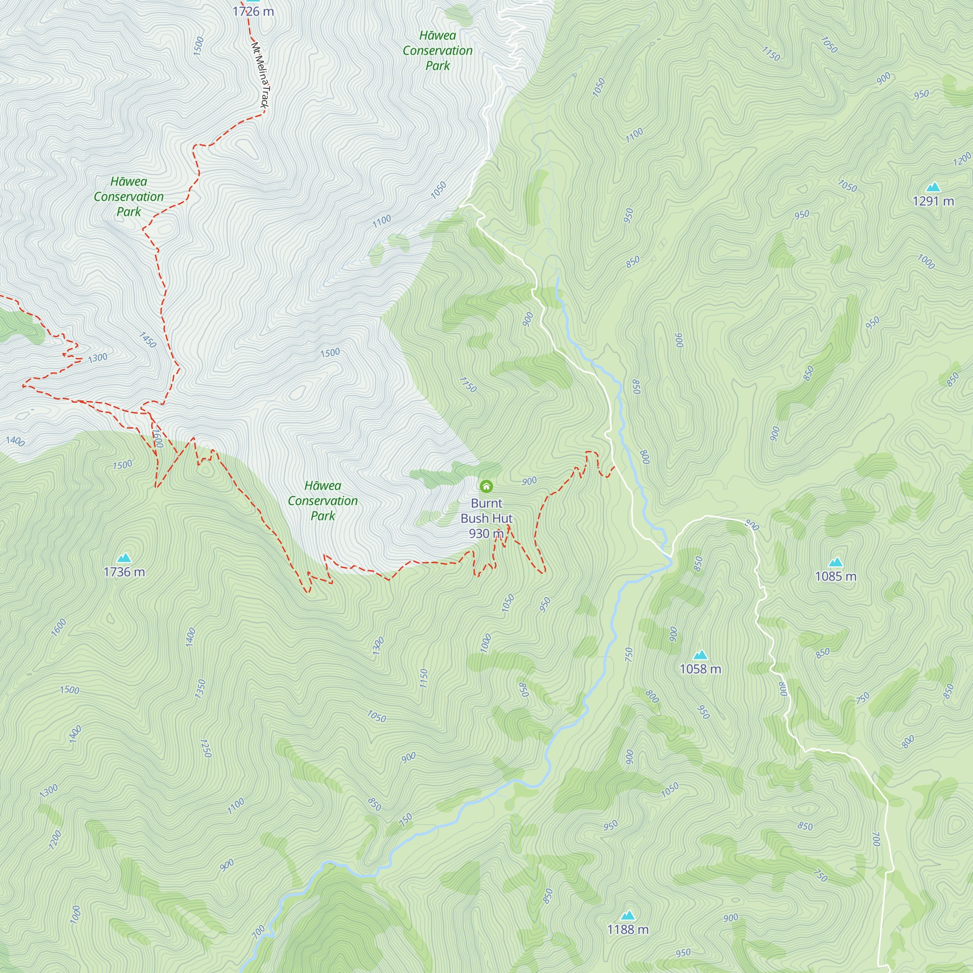 Burnt Bush Hut map
