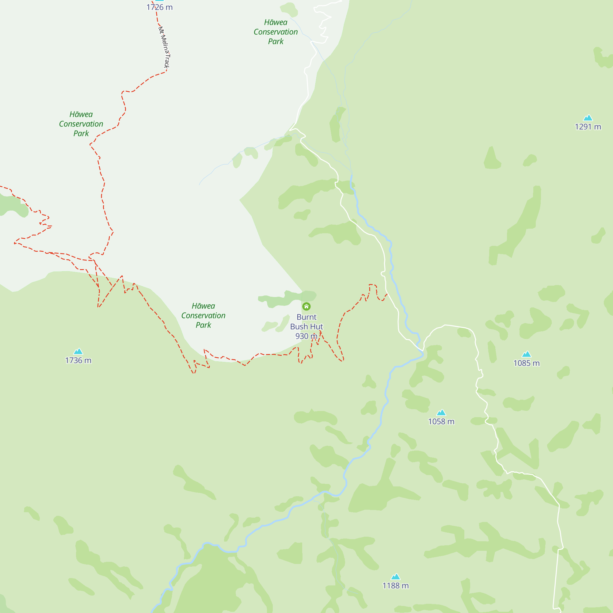 Burnt Bush Hut map