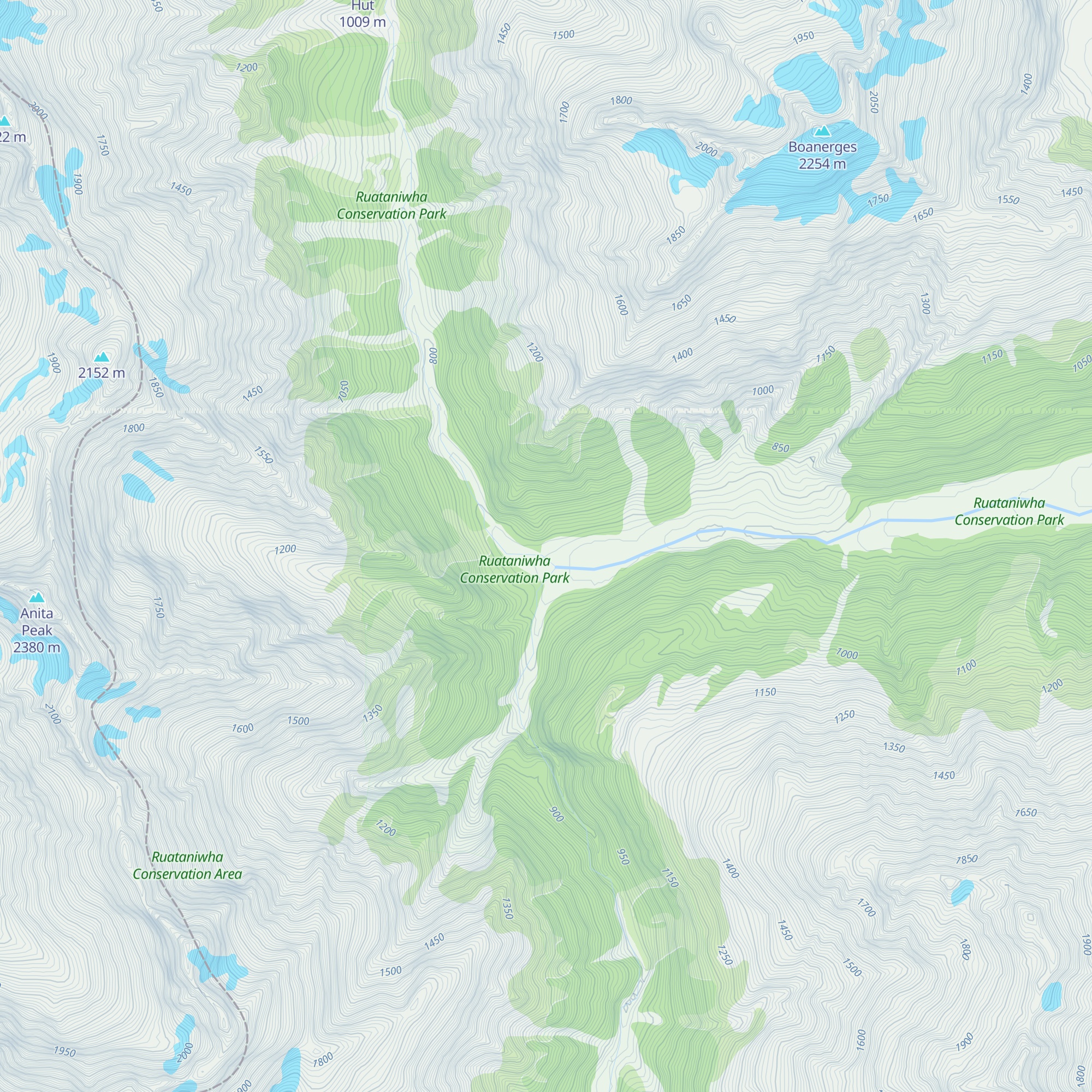 Huxley Forks Hut map