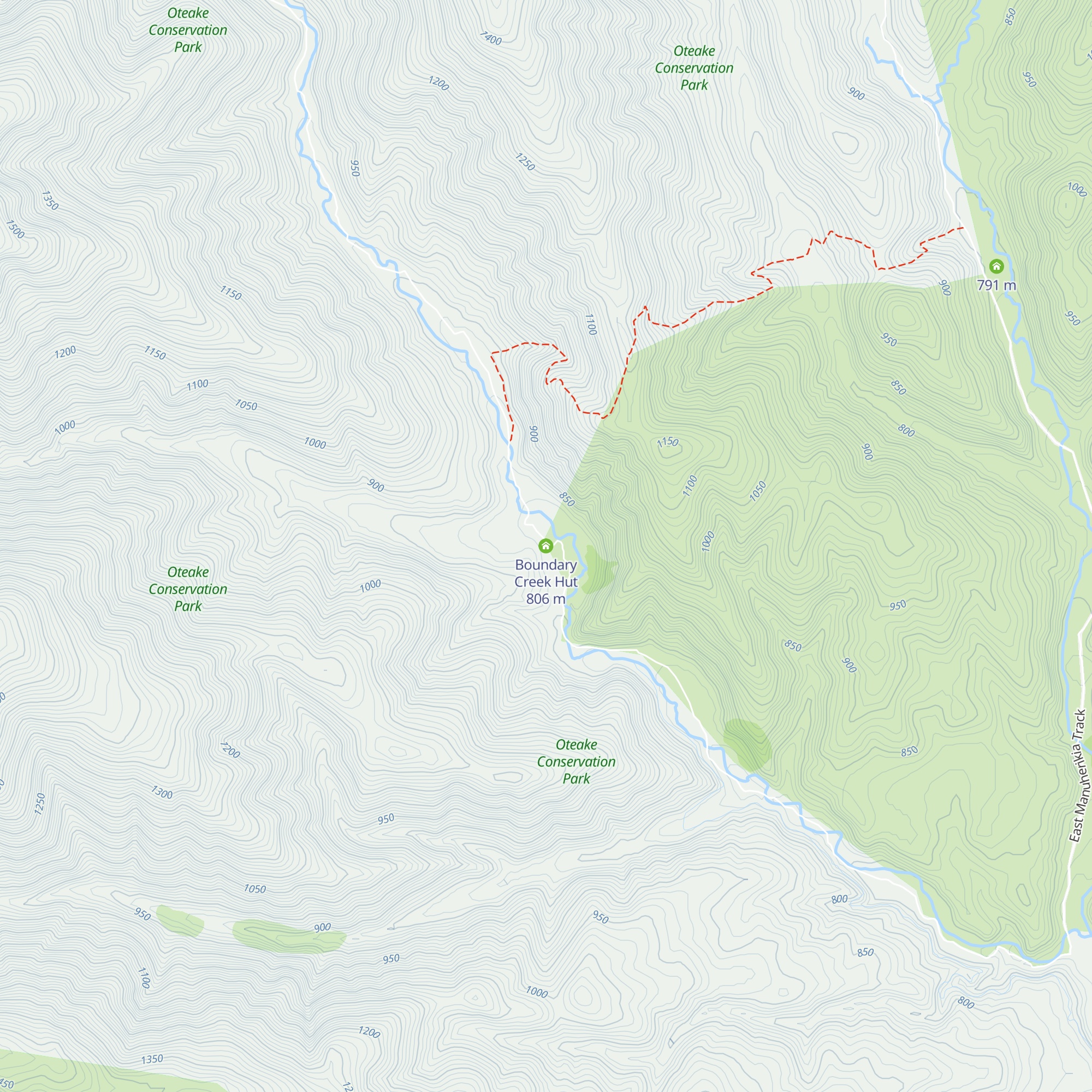 Boundary Creek Hut map