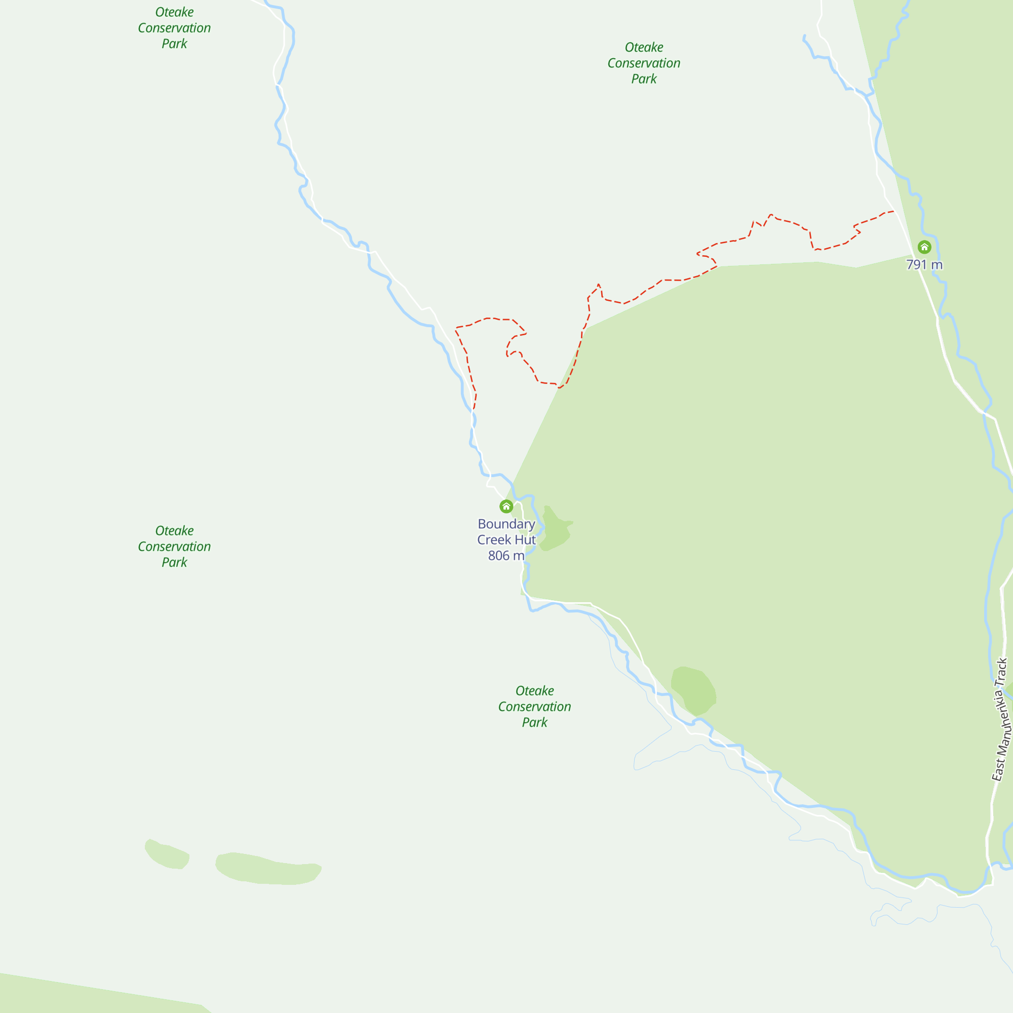 Boundary Creek Hut map