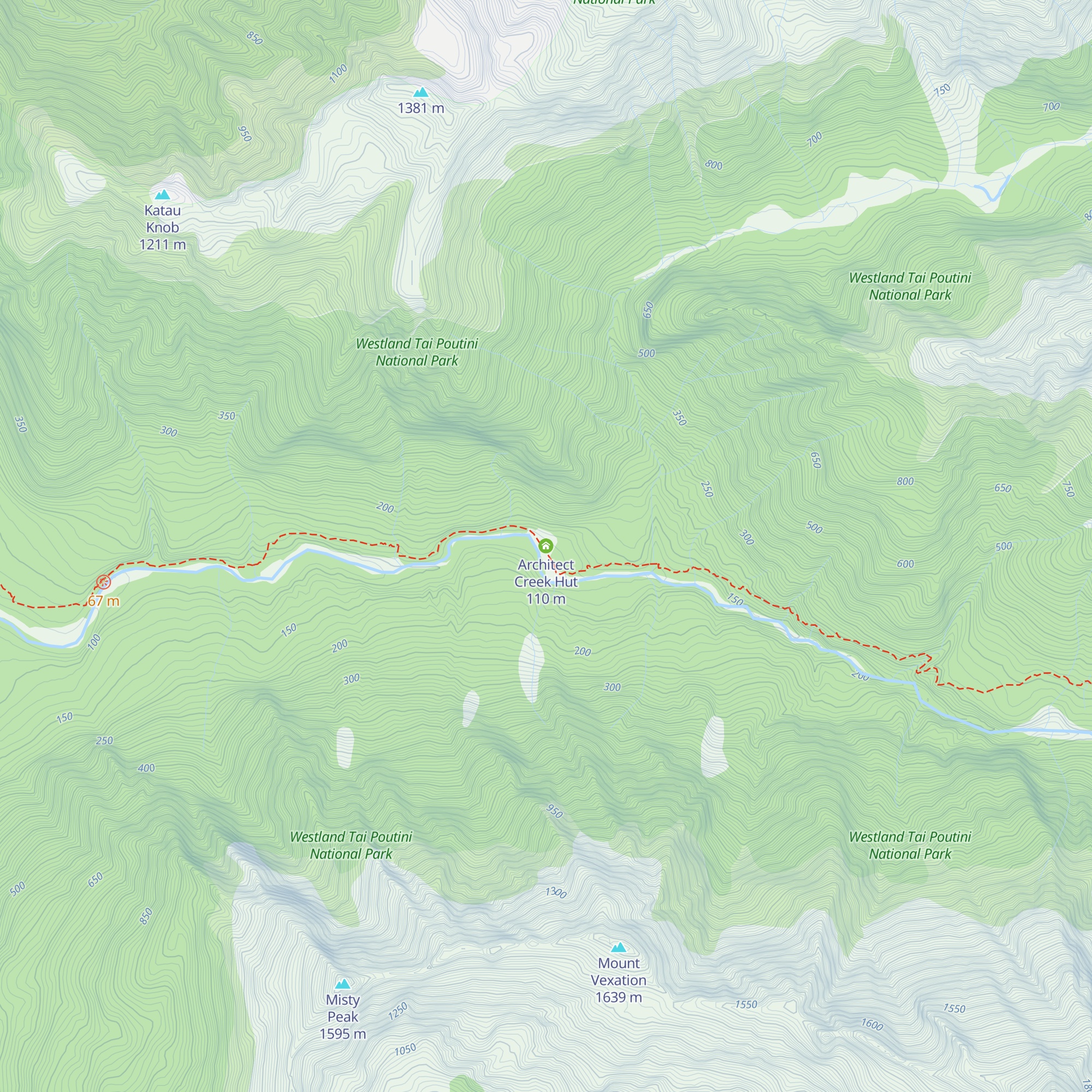 Architect Creek Hut map