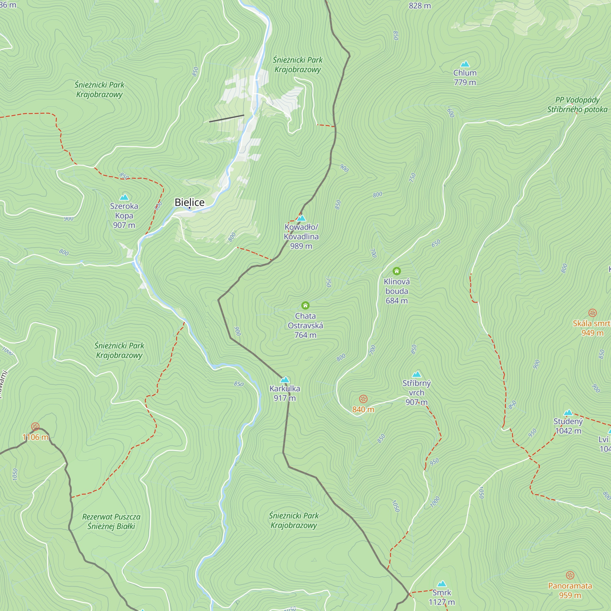 Chata Ostravská map