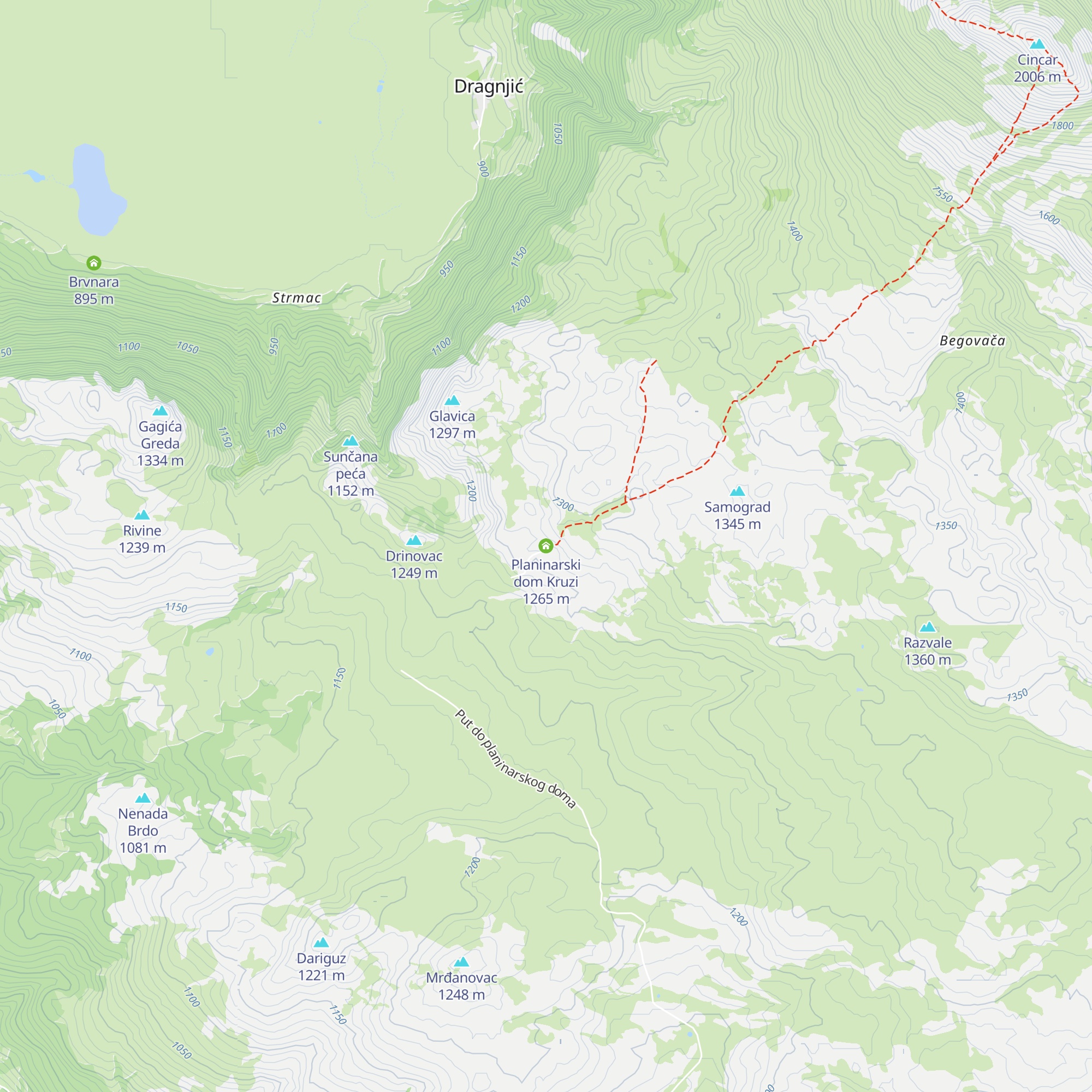 Planinarski dom Kruzi map