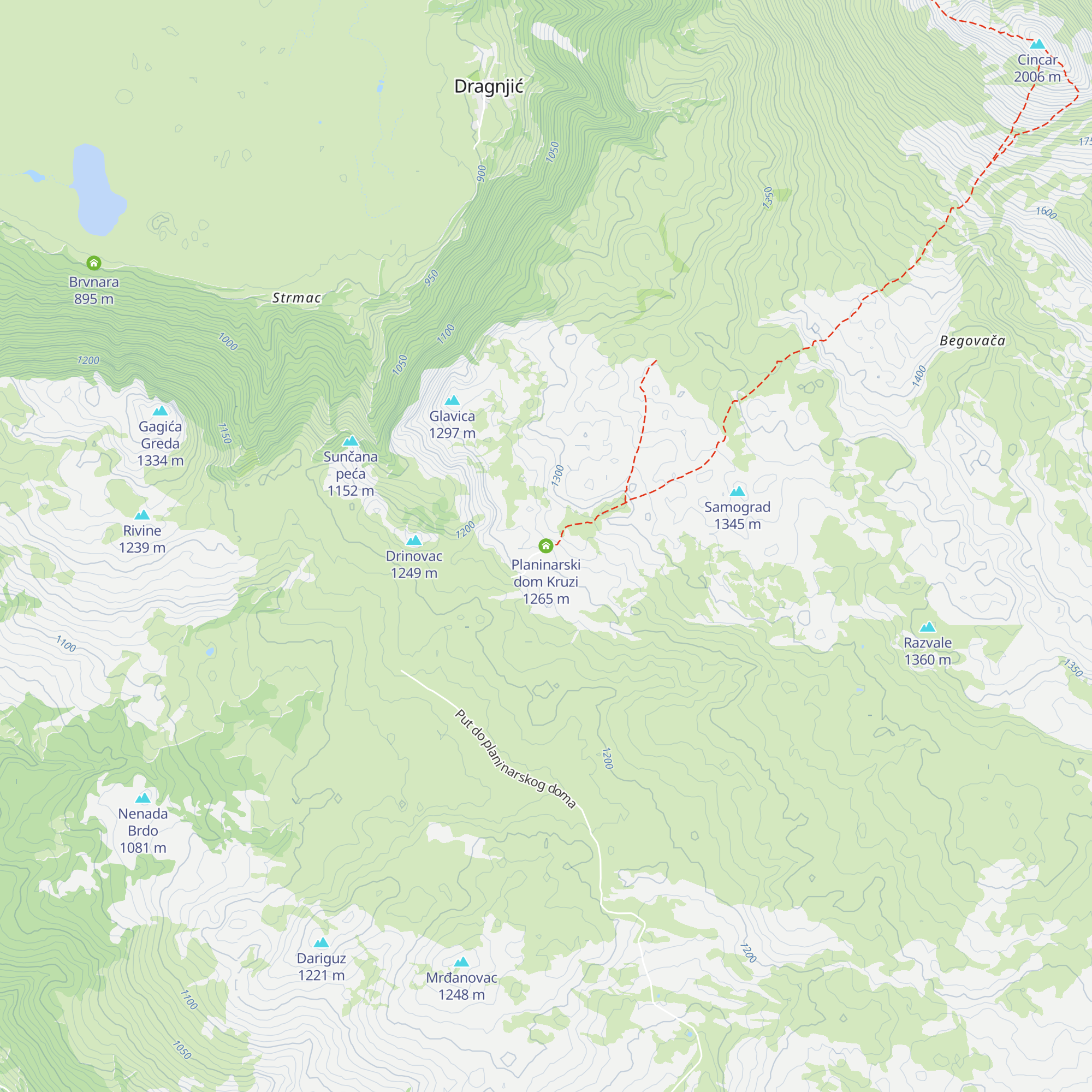 Planinarski dom Kruzi map