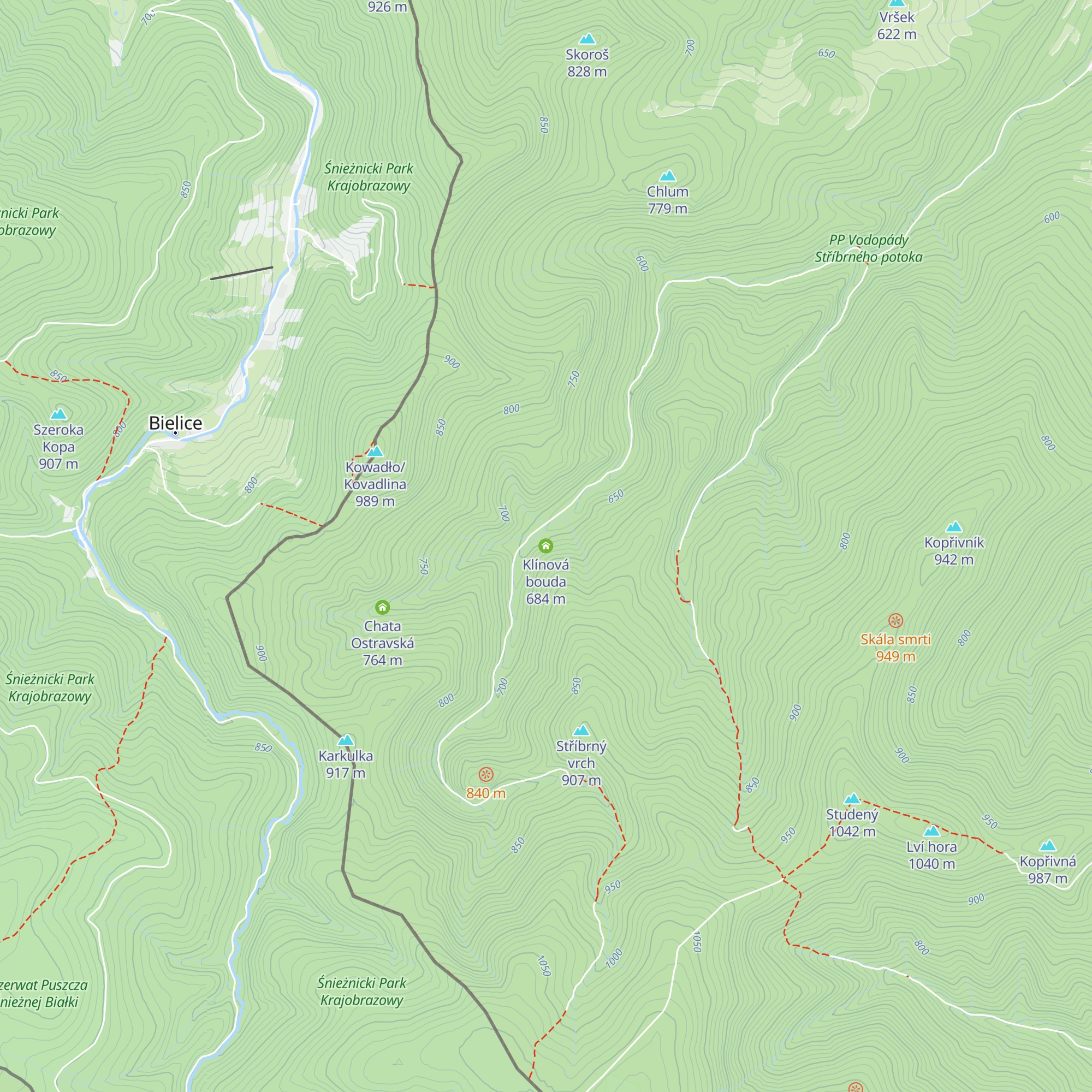 Klínová bouda map