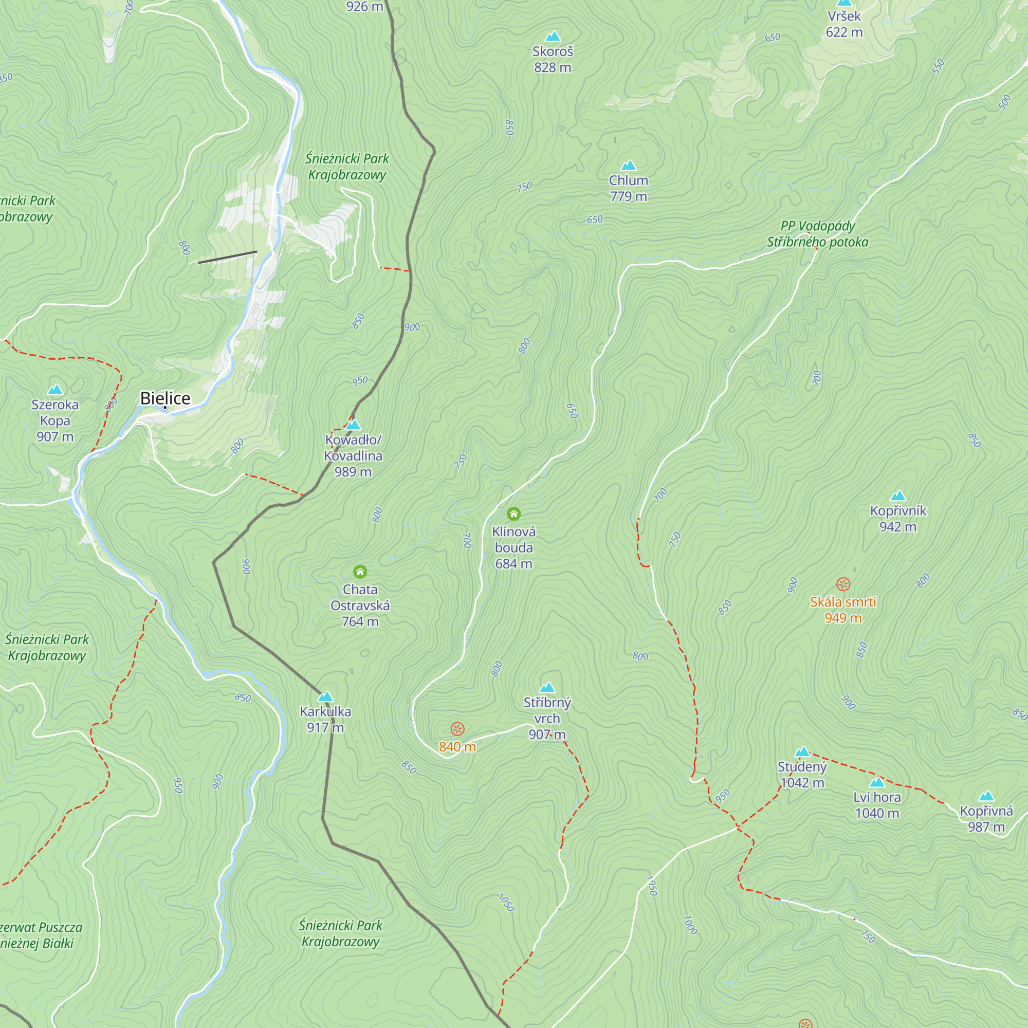 Klínová bouda map