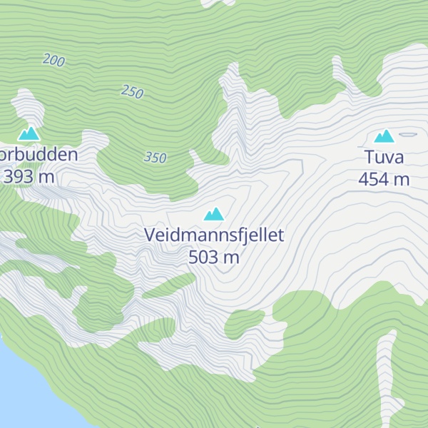 Map of Veidmannsfjellet