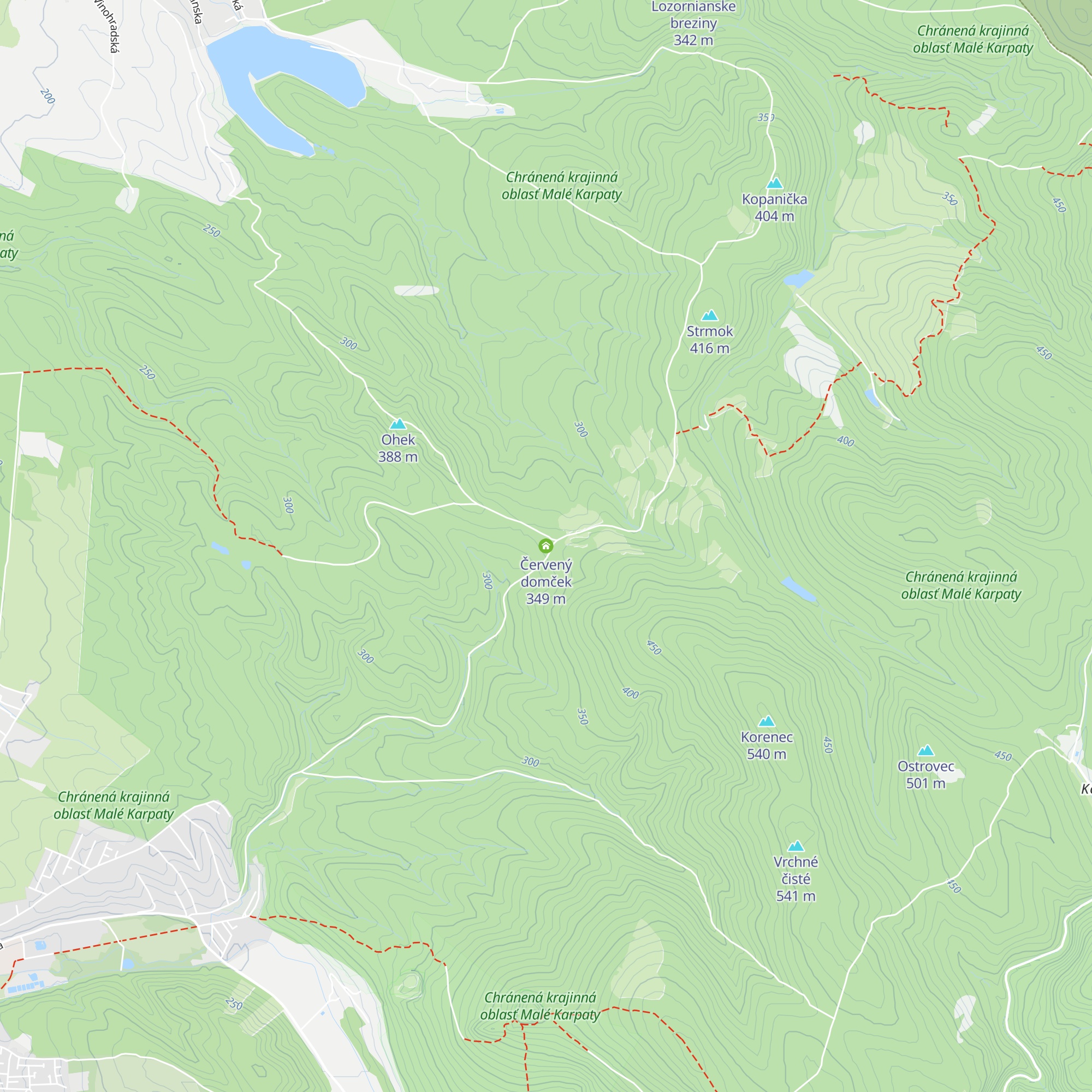 Červený domček map