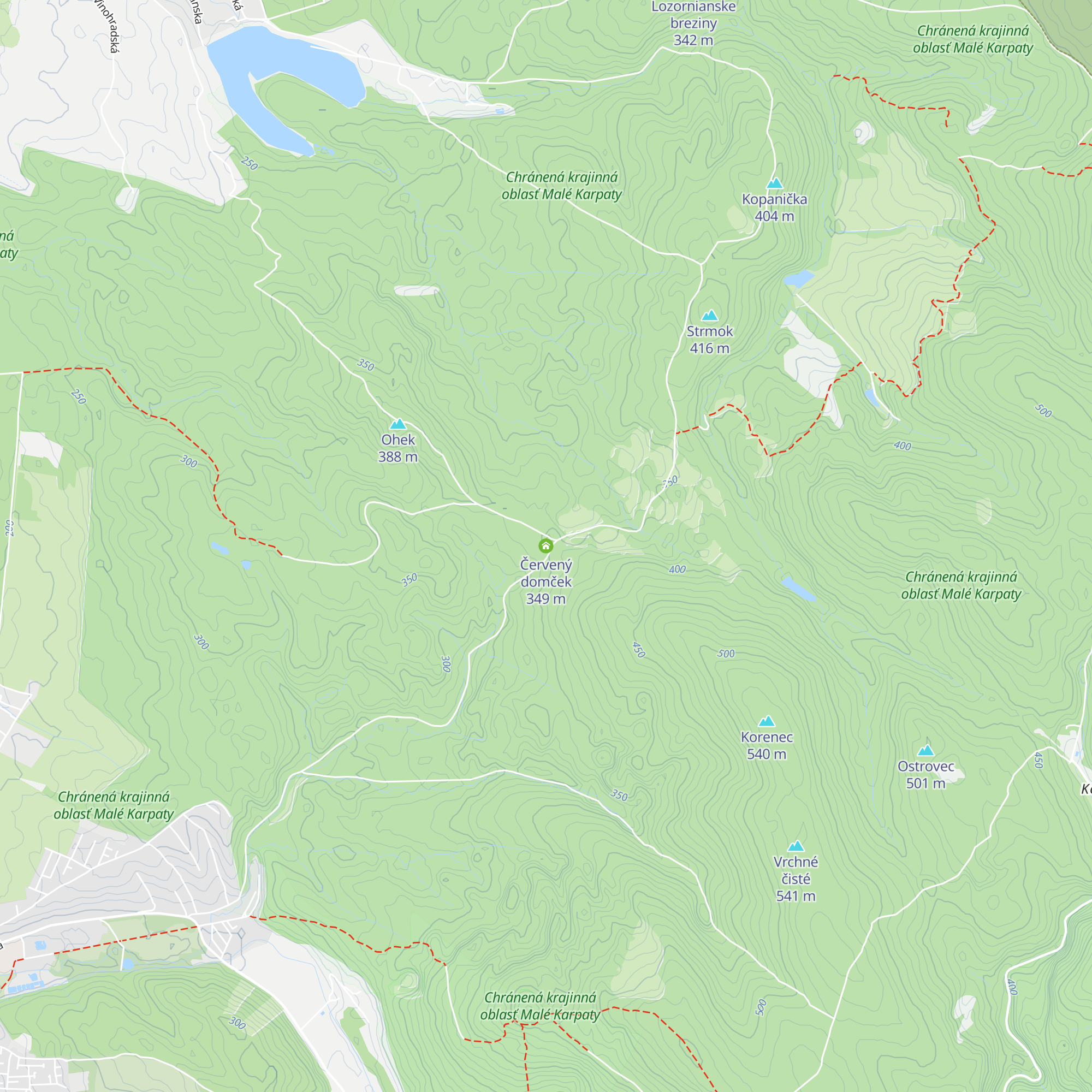 Červený domček map