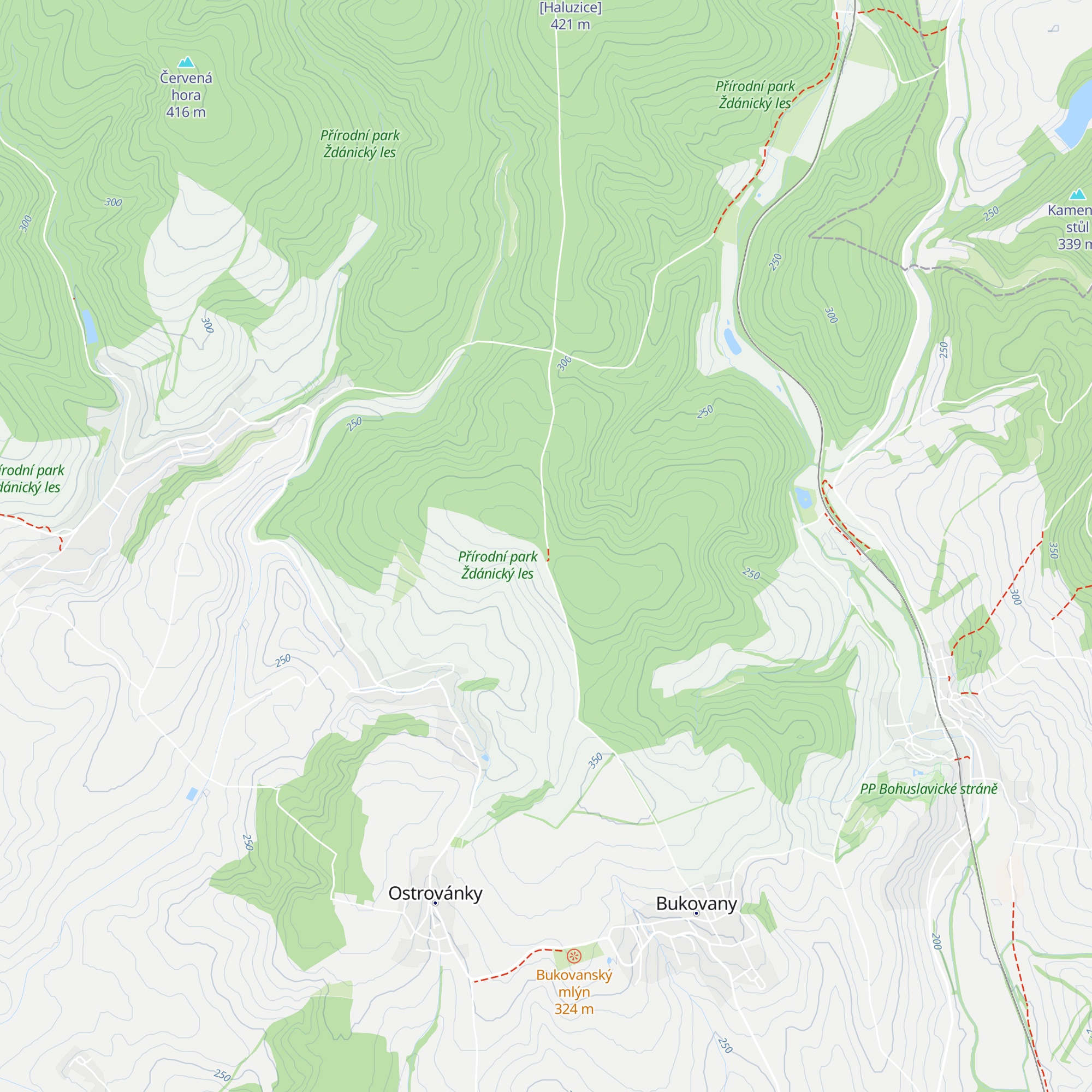 Útulna Prostřední vrch map
