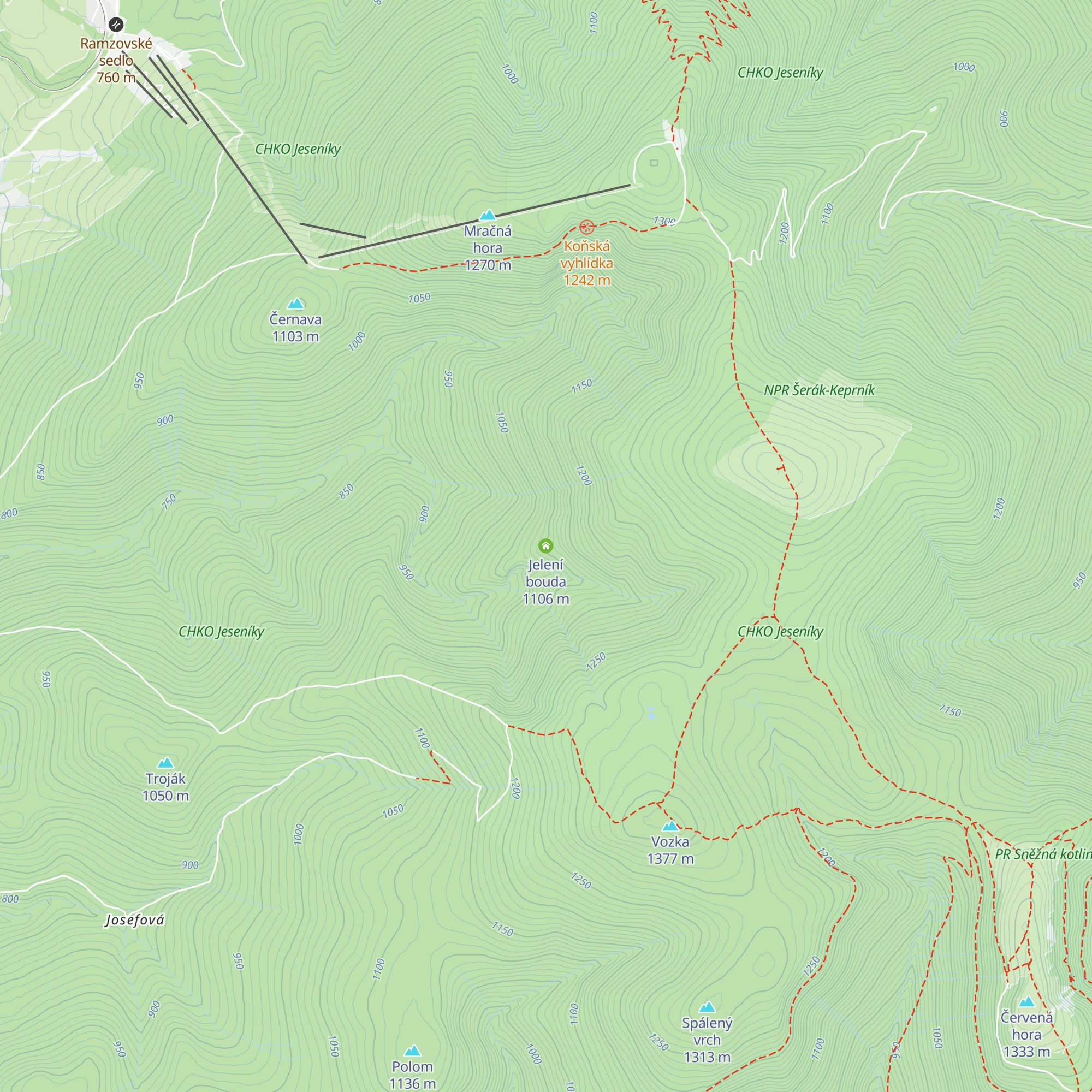 Jelení bouda map