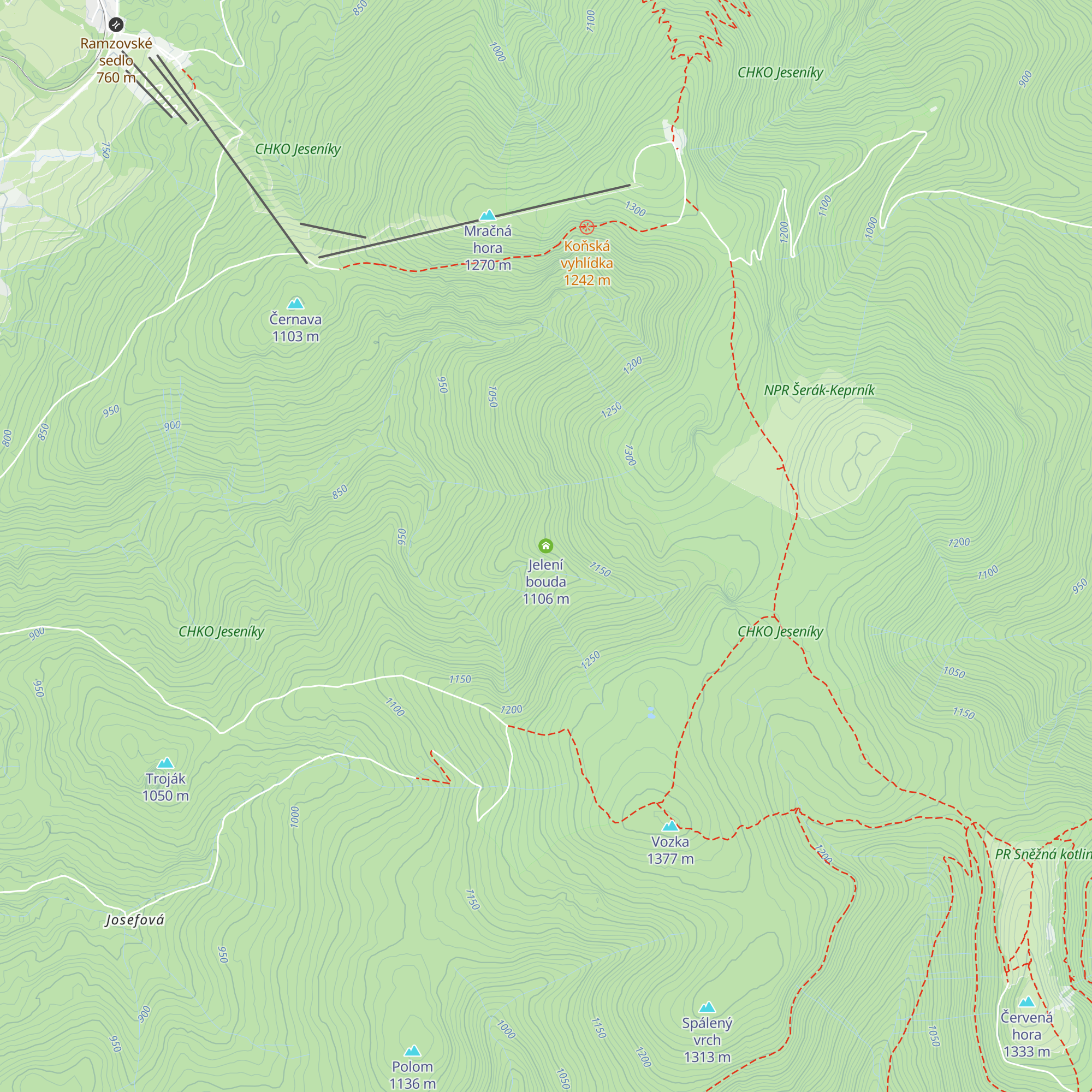 Jelení bouda map