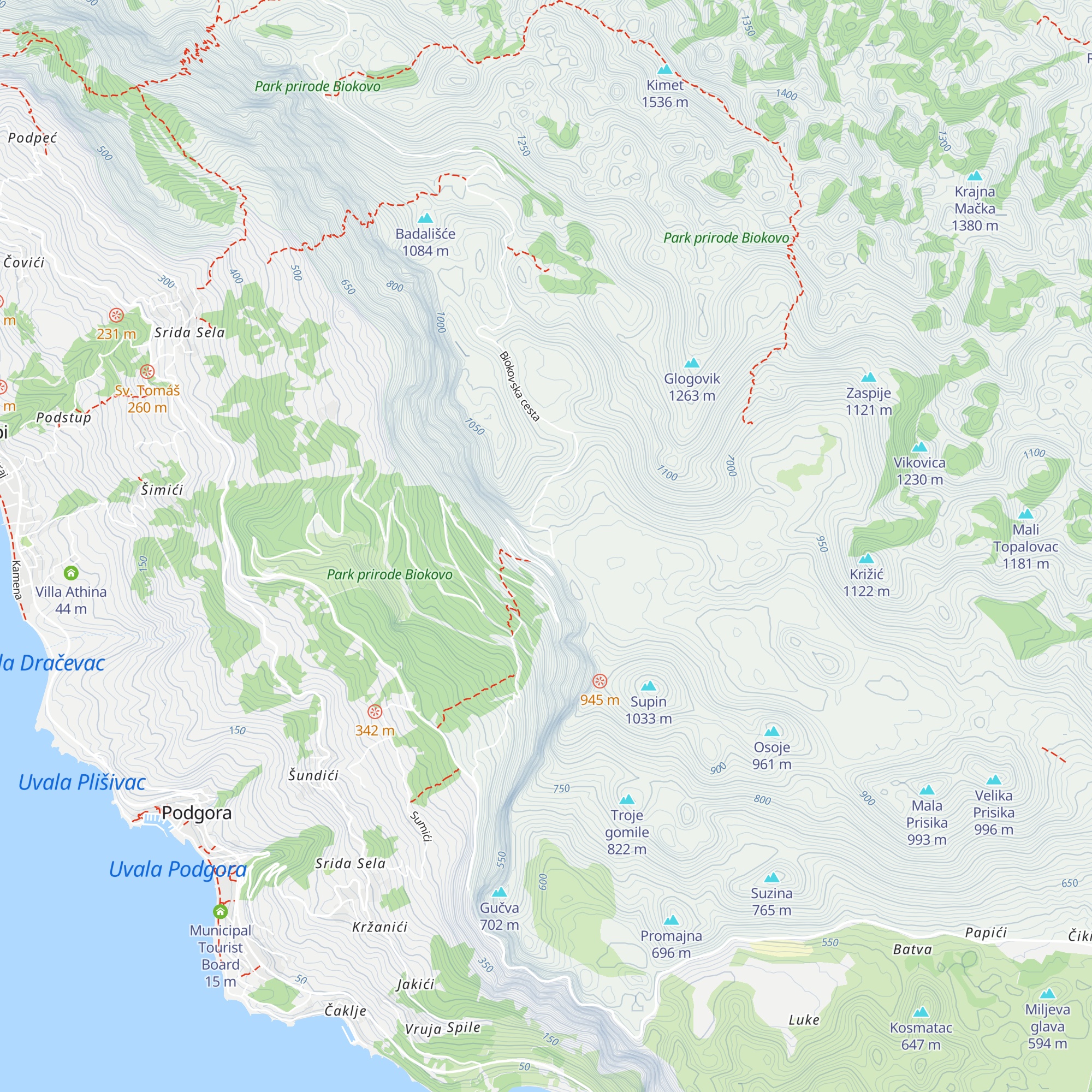 Vrata Biokova map