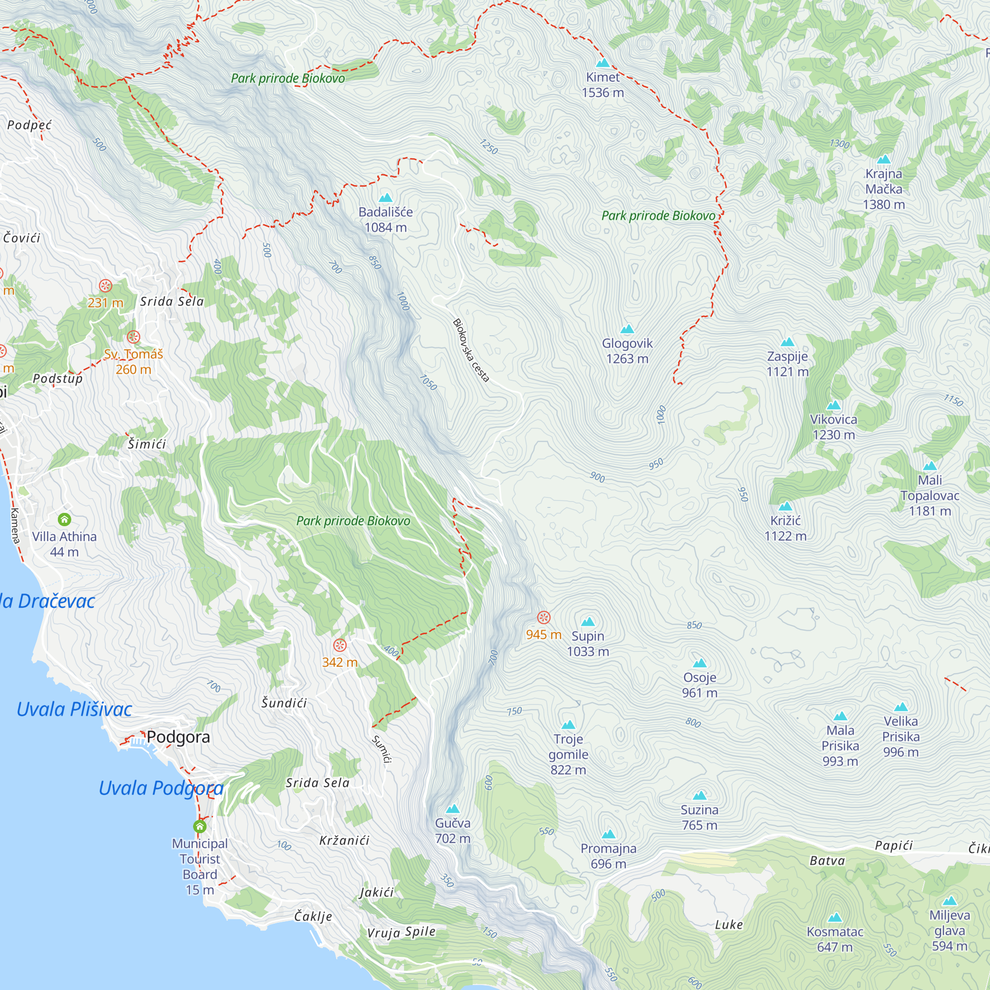 Vrata Biokova map
