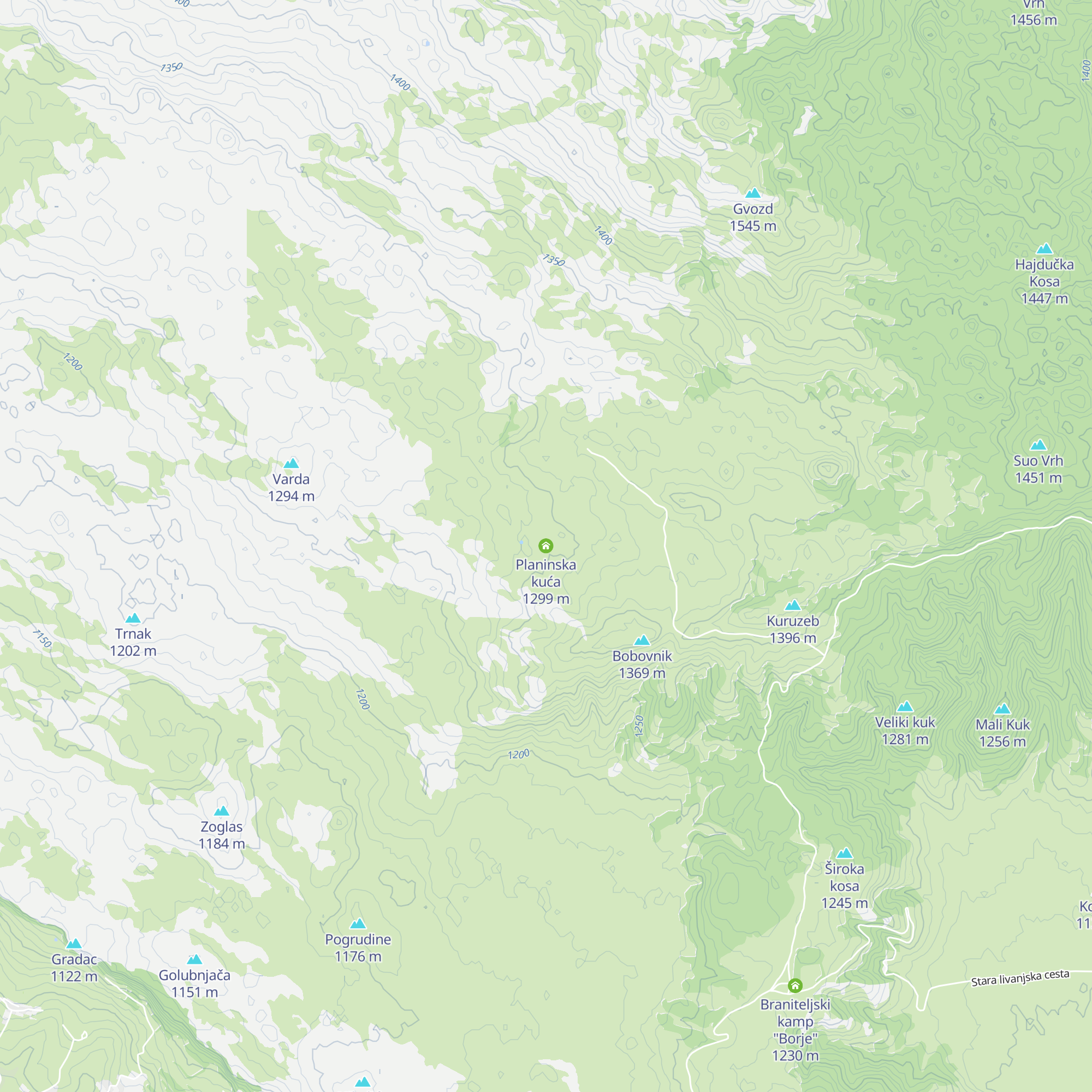 Planinska kuća map