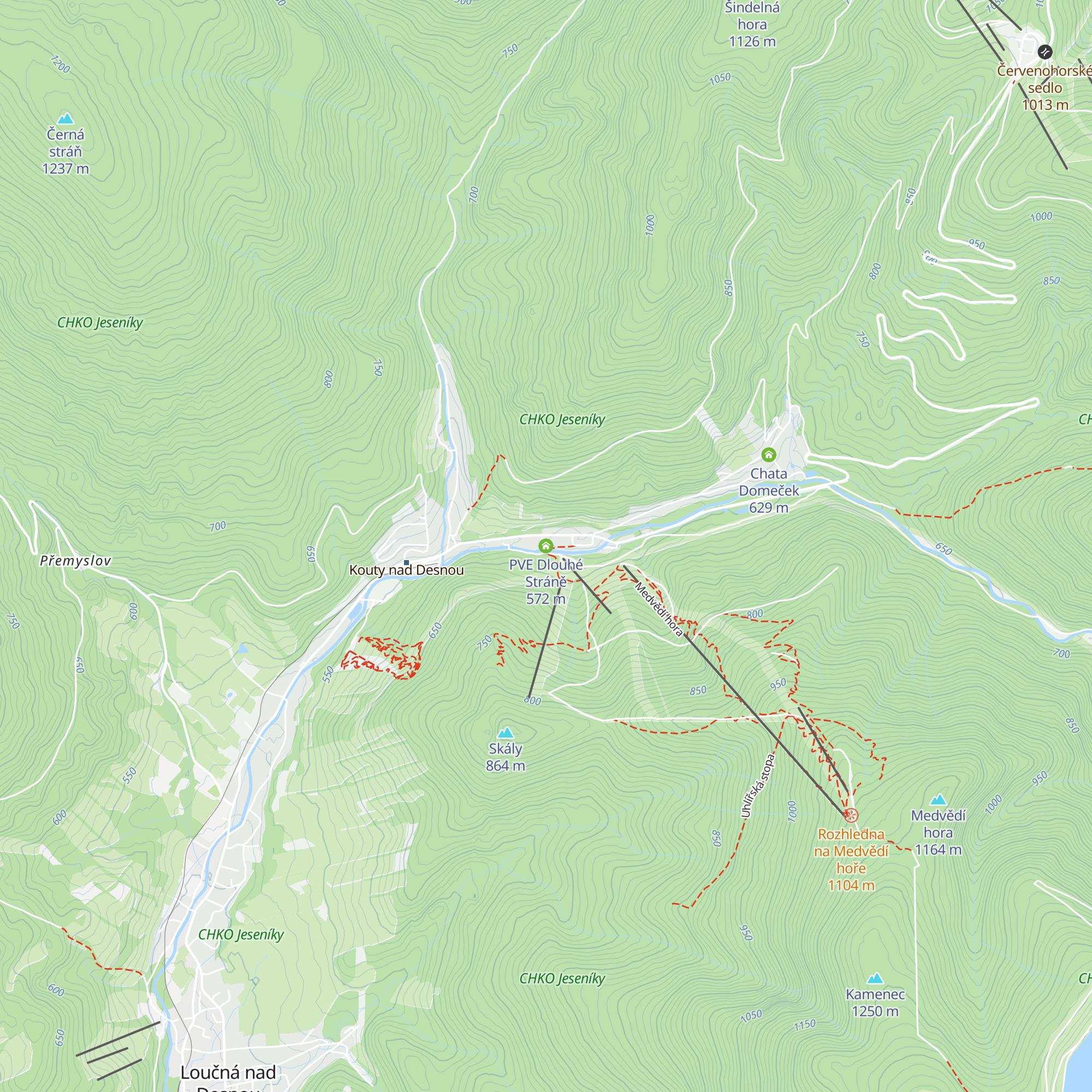 PVE Dlouhé Stráně map