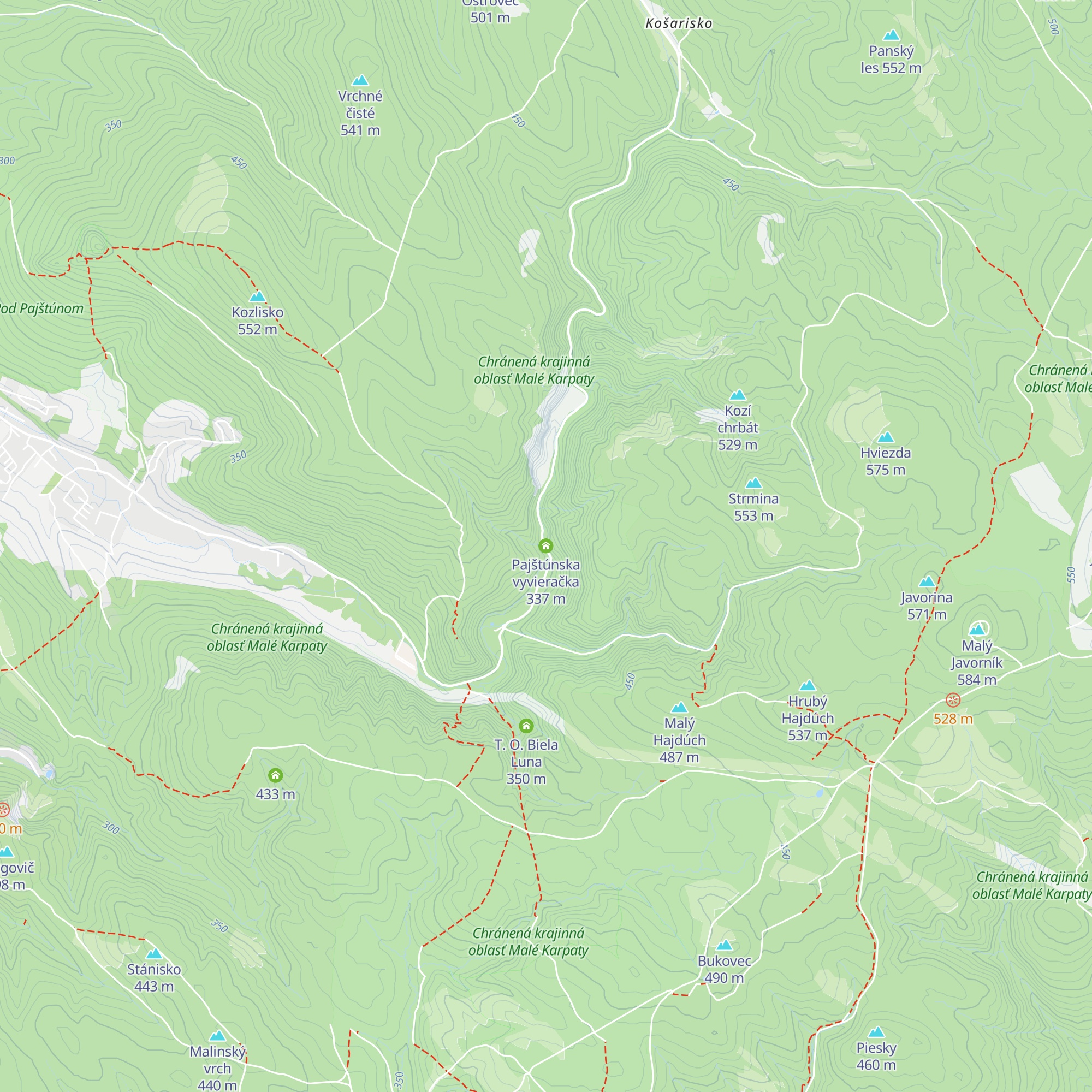 Pajštúnska vyvieračka map