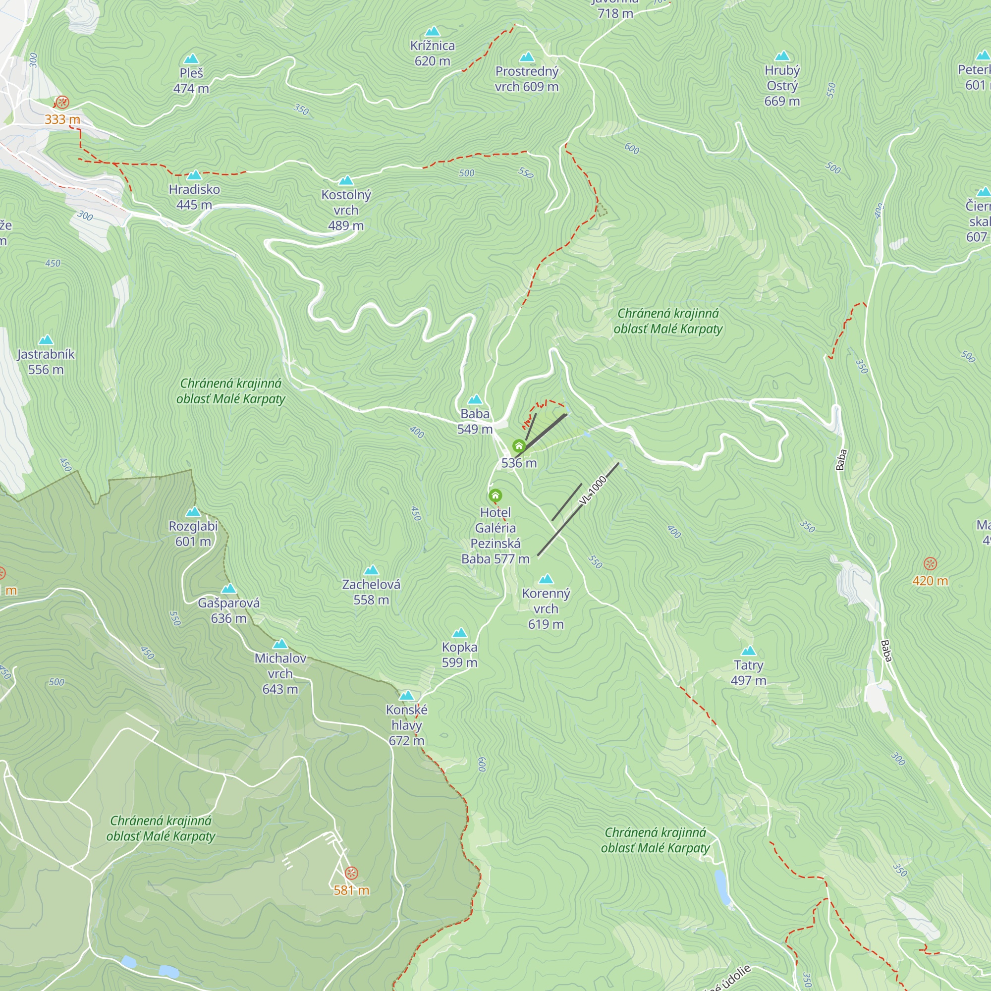 Hotel Galéria Pezinská Baba map
