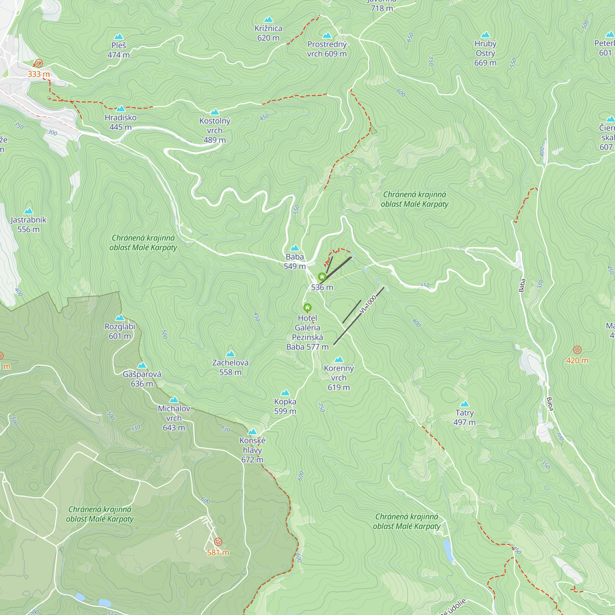 Hotel Galéria Pezinská Baba map