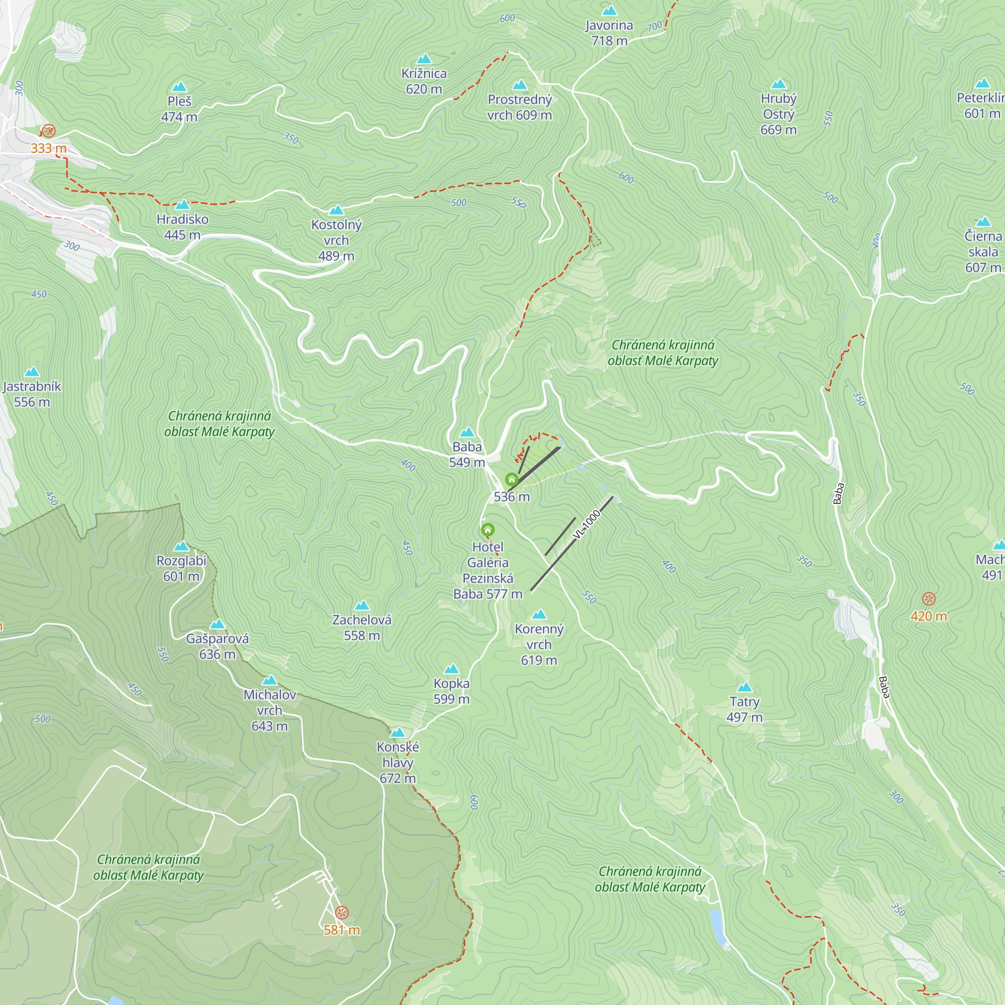 Chata Korenný vrch map