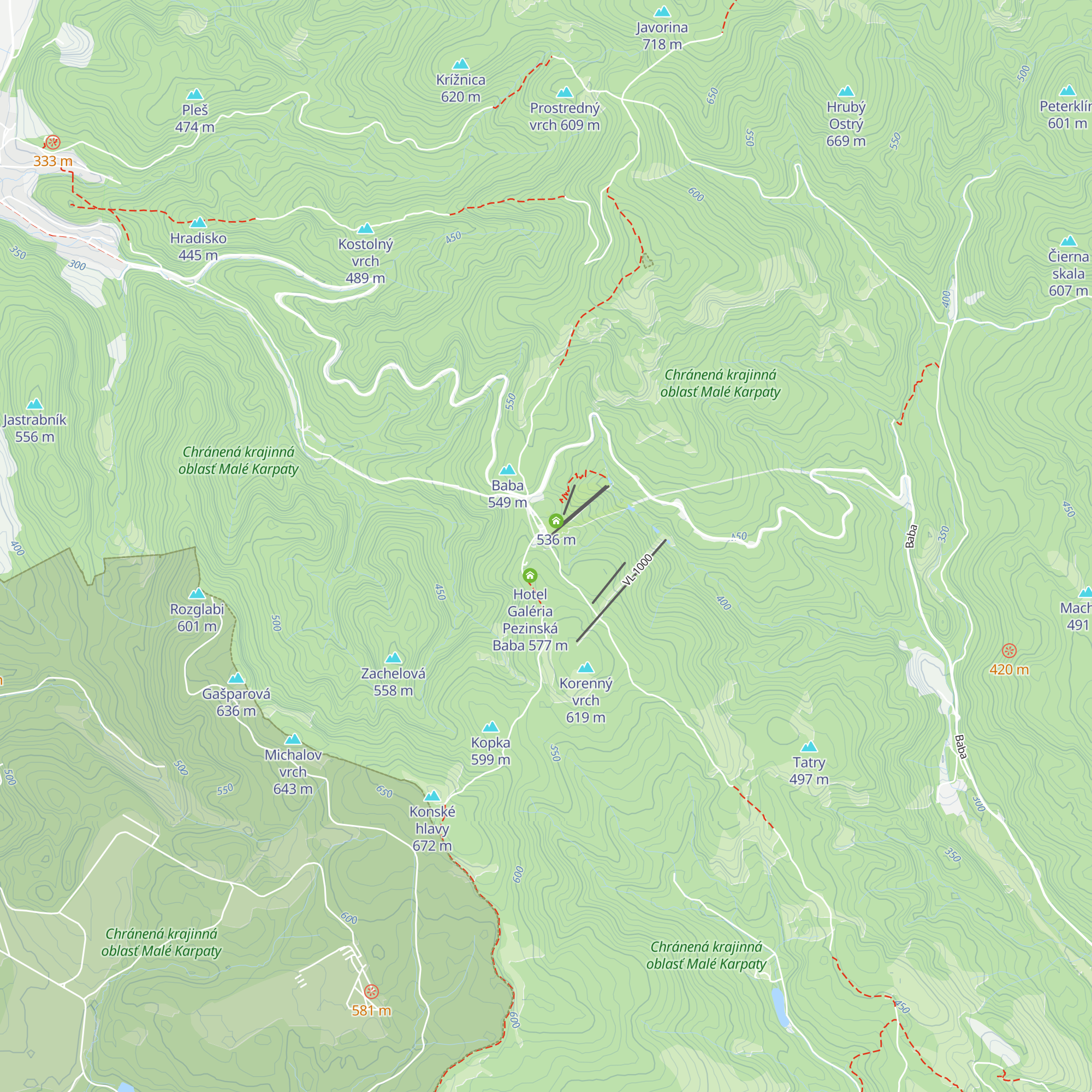 Chata Korenný vrch map
