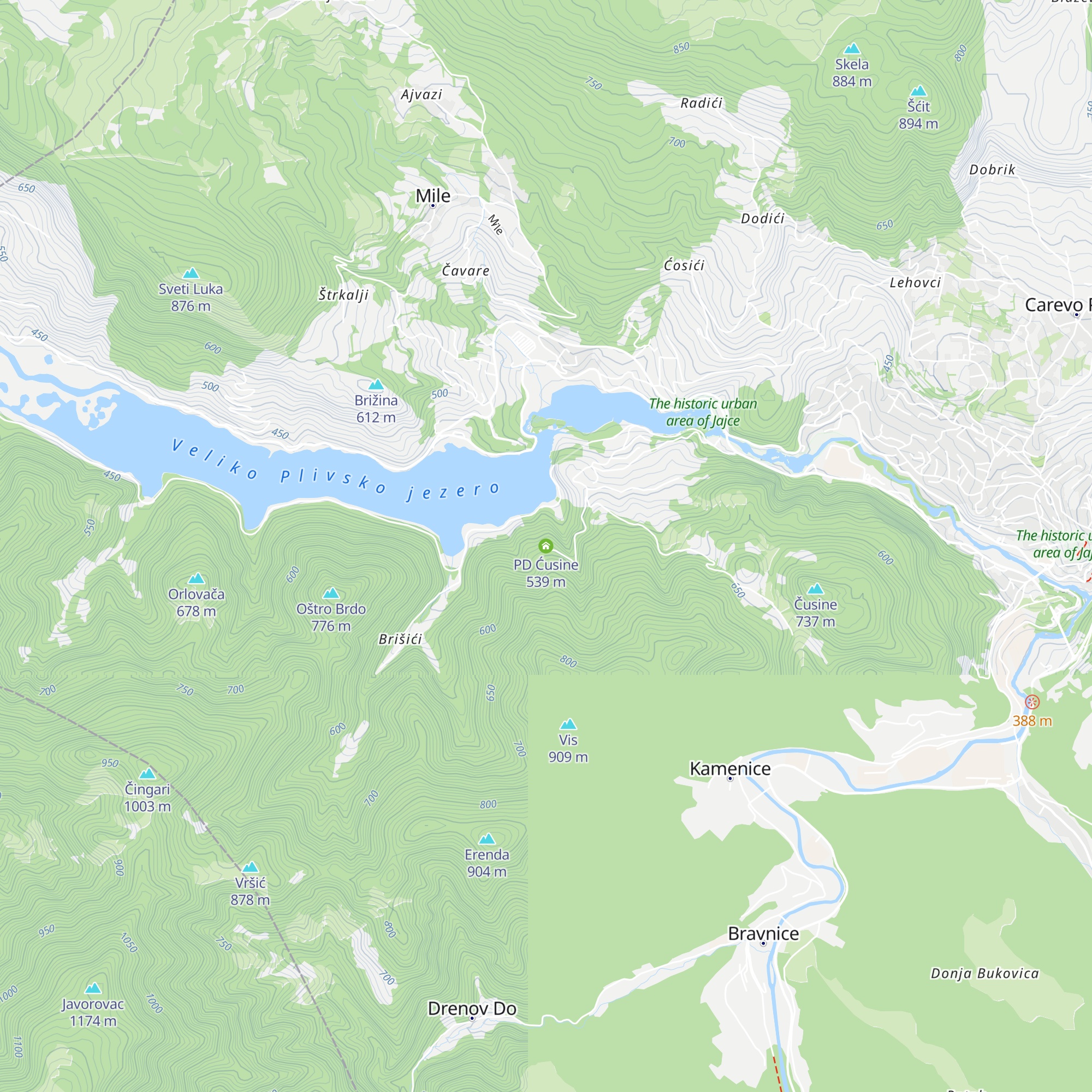 PD Ćusine map