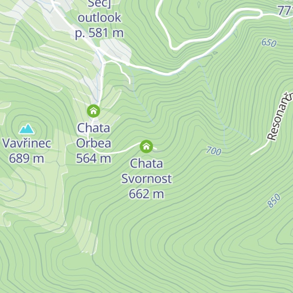 Map of Chata Svornost