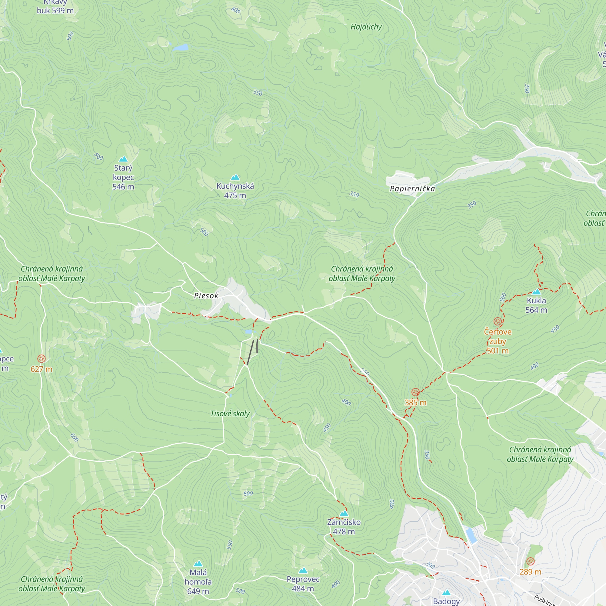 Chata UK Modra-Piesok map