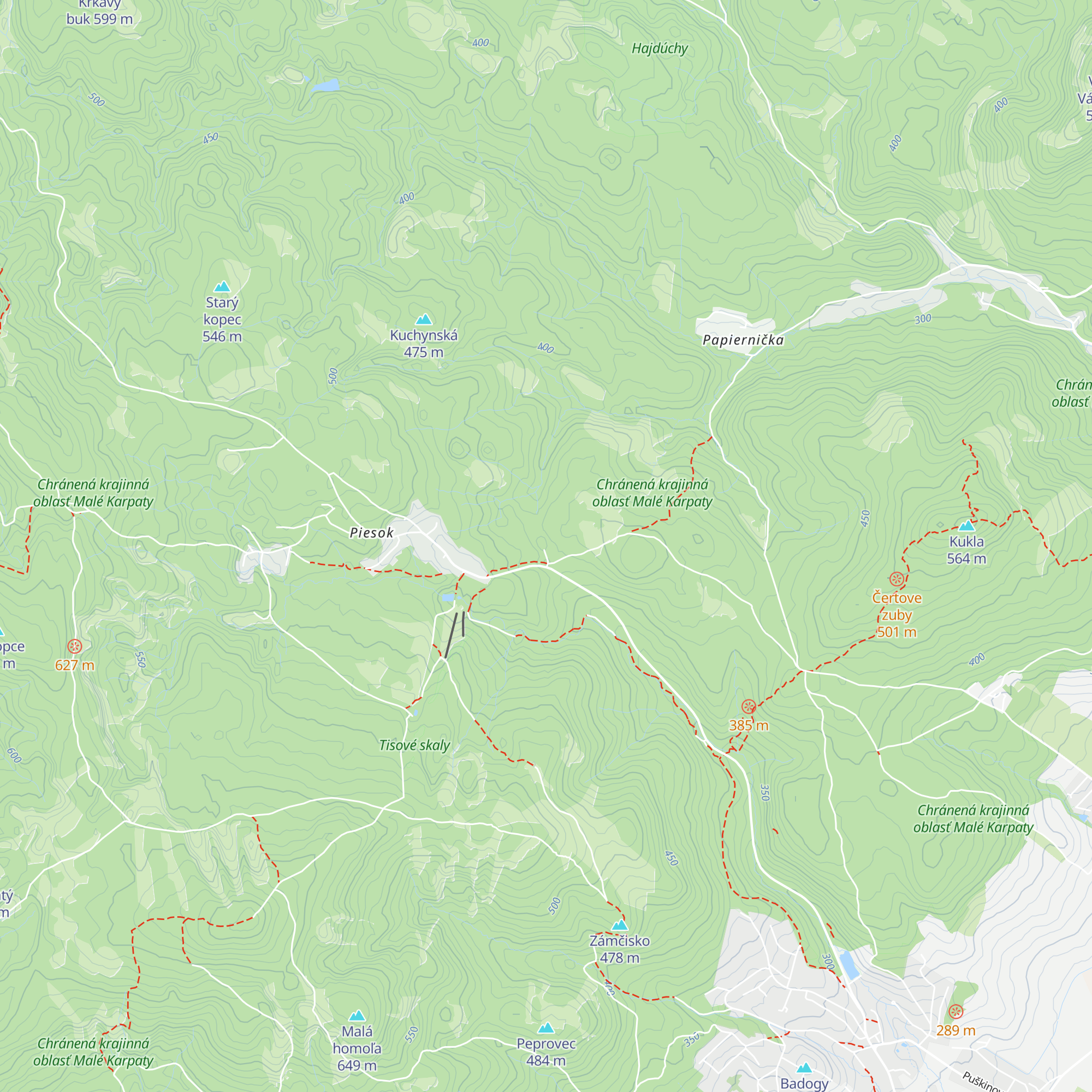 Chata UK Modra-Piesok map