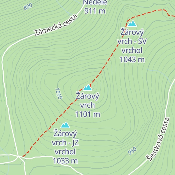 Map of Žárový vrch