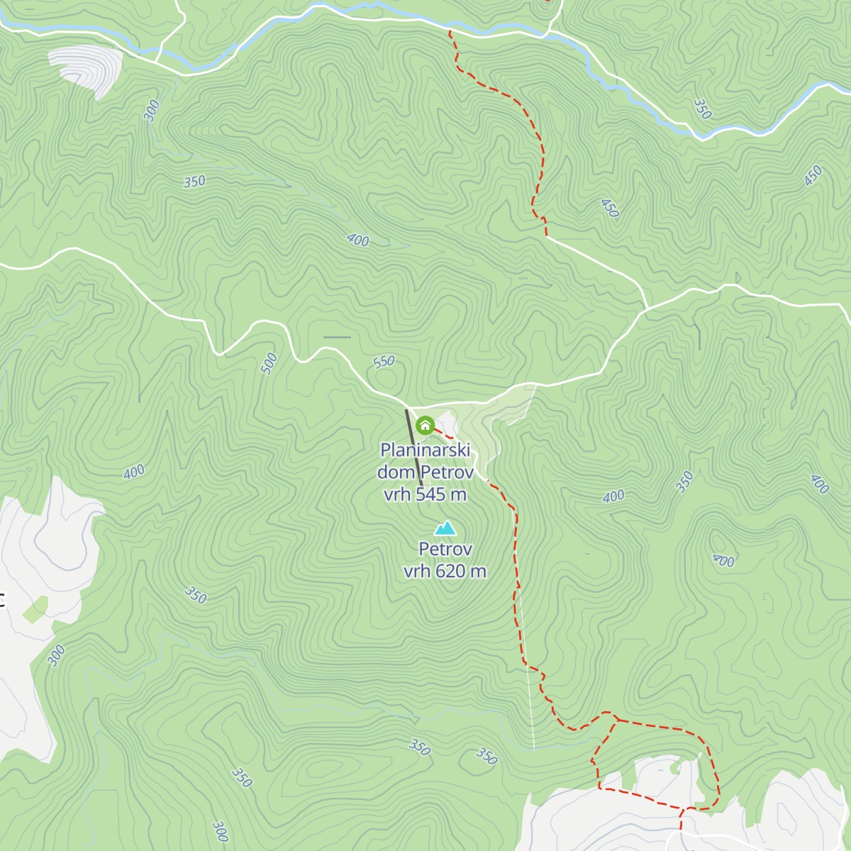 Planinarski dom Petrov vrh map
