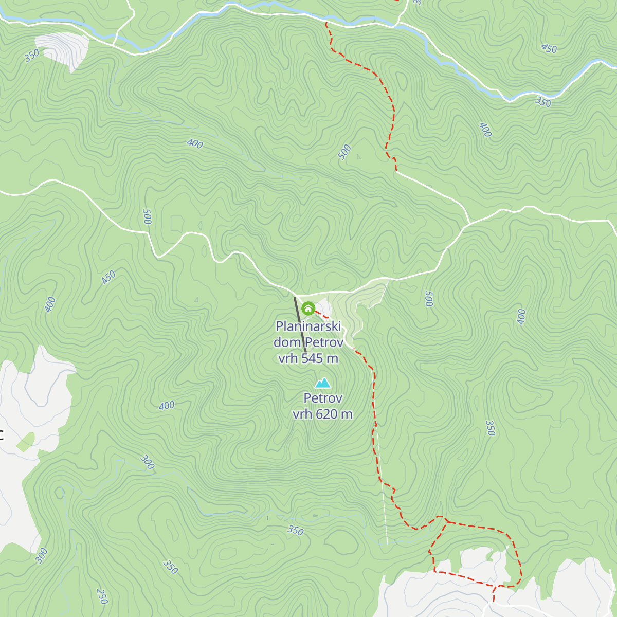 Planinarski dom Petrov vrh map