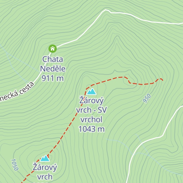 Map of Žárový vrch - SV vrchol