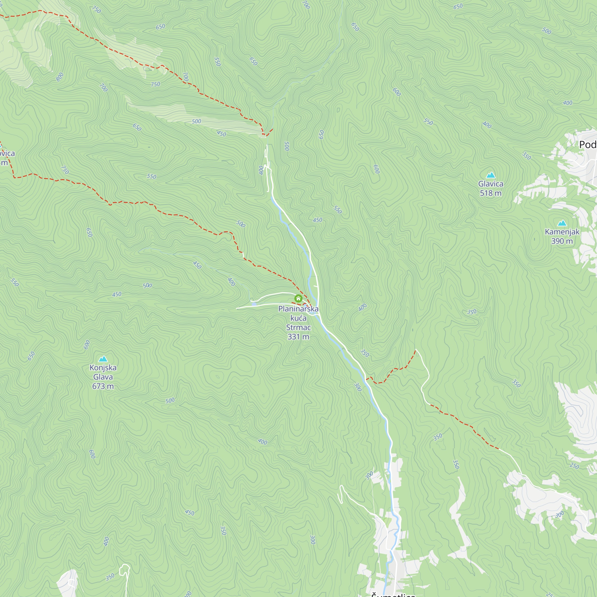 Planinarska kuća Strmac map