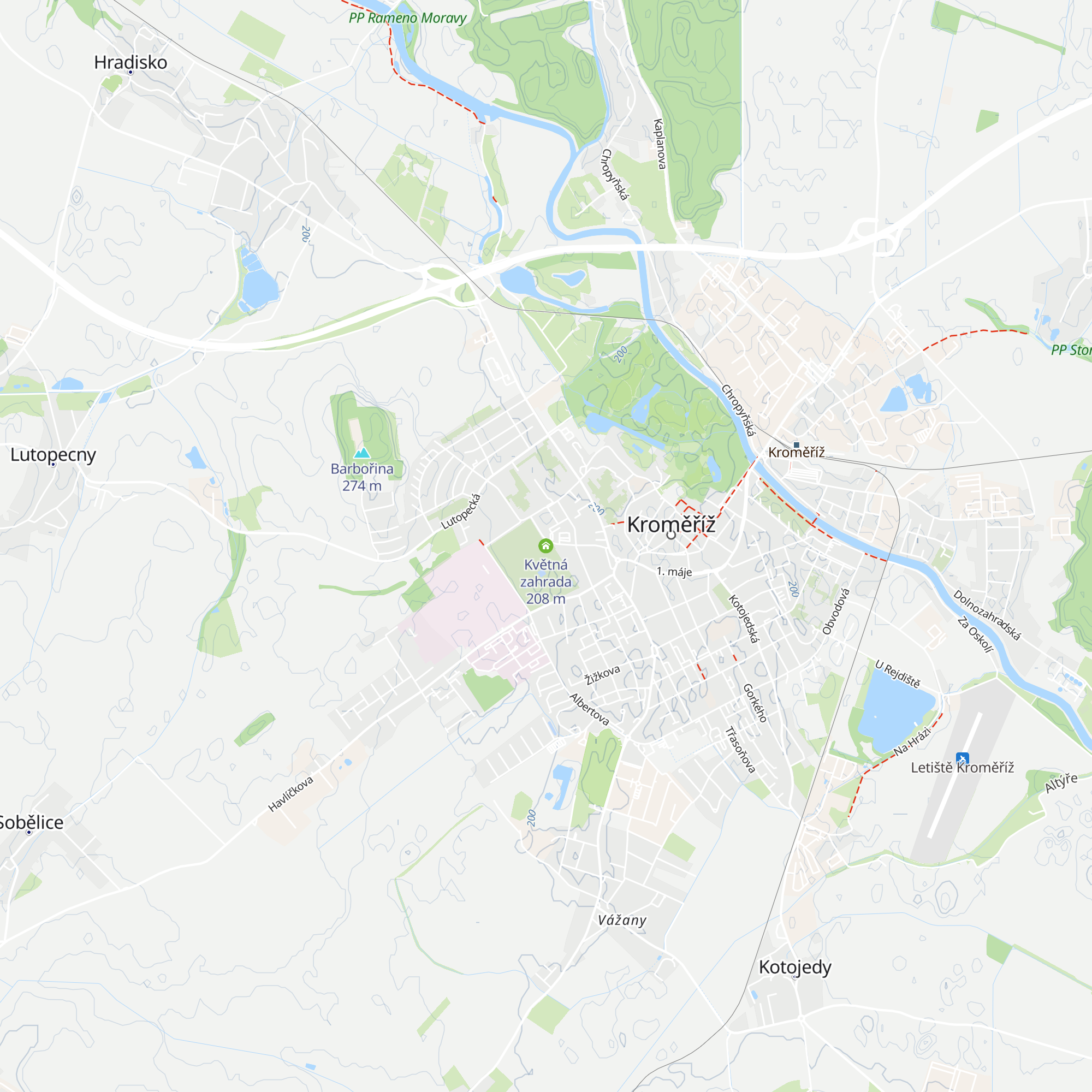 Květná zahrada map