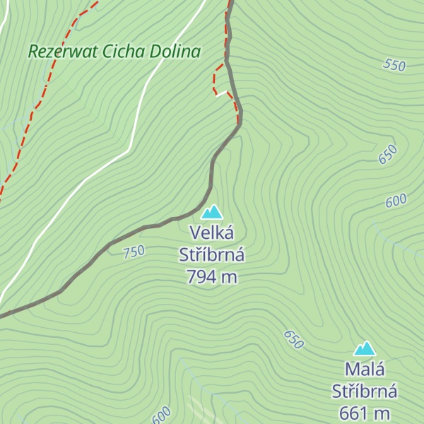 Map of Velká Stříbrná