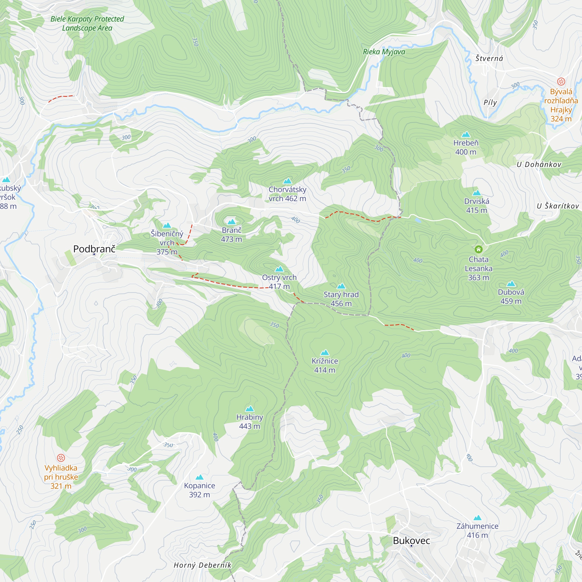 Chata Starý hrad map