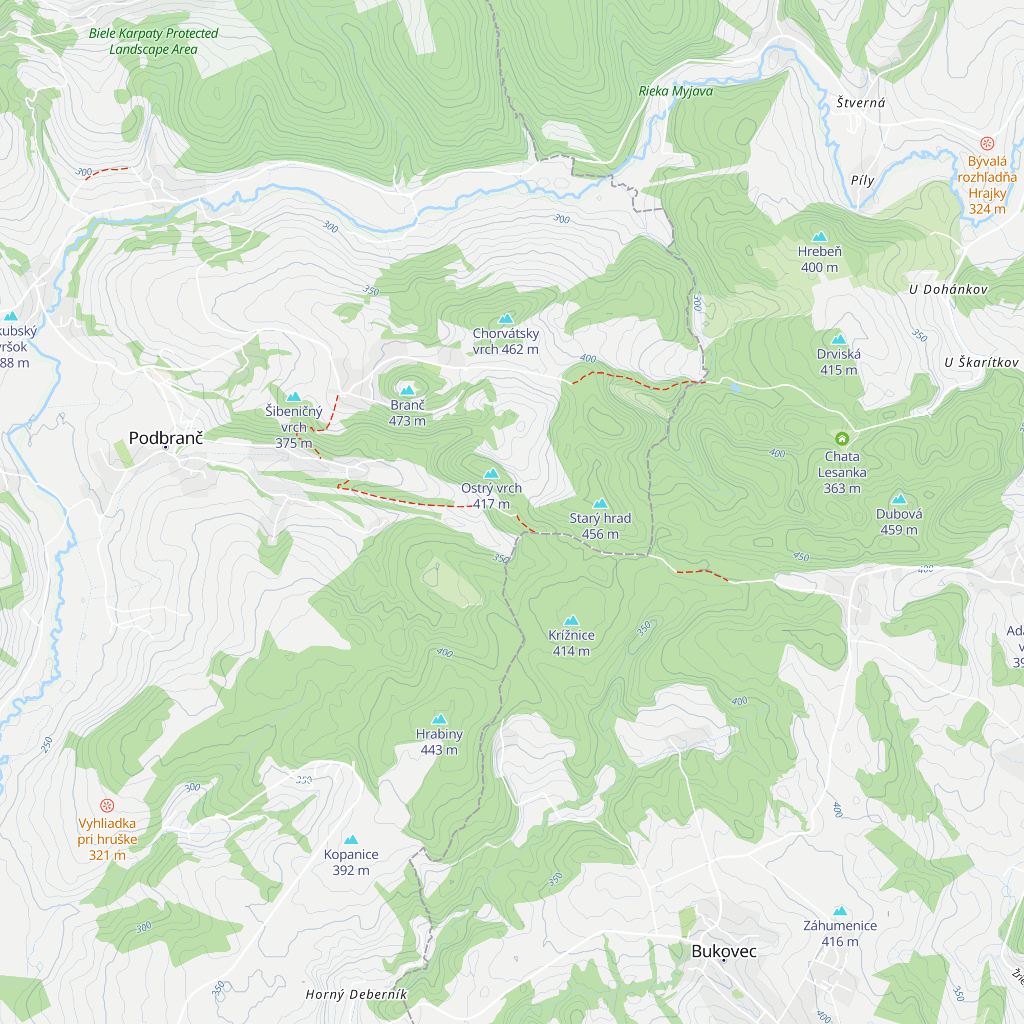 Chata Starý hrad map
