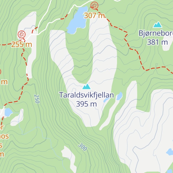 Map of Taraldsvikfjellan
