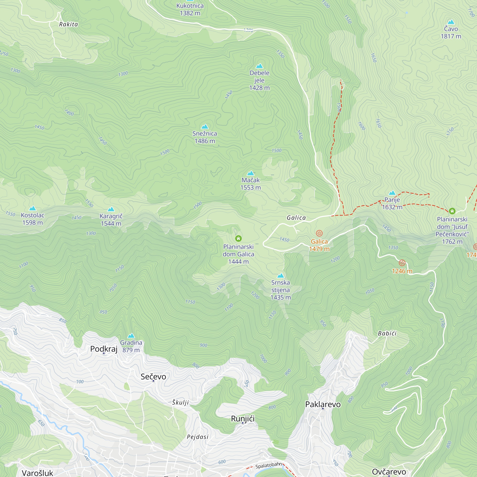 Planinarski dom Galica map